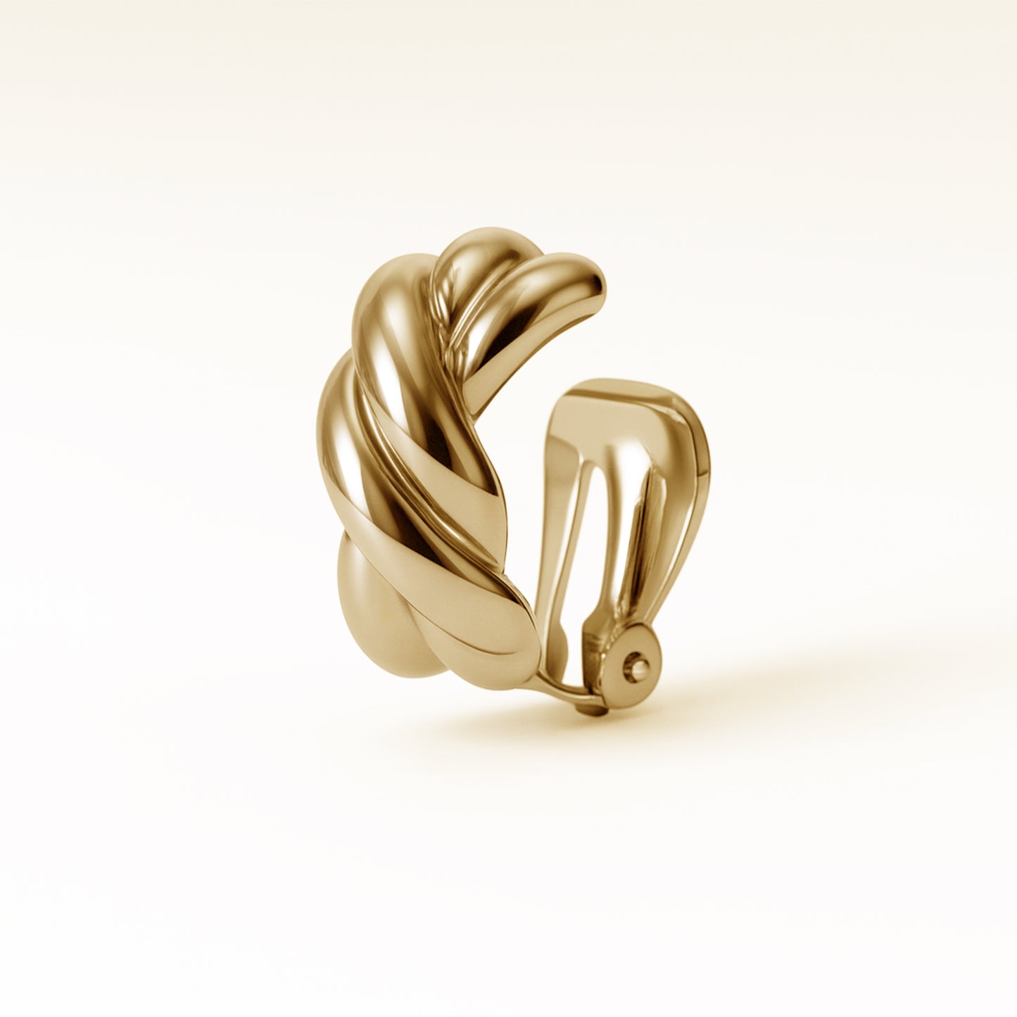 Gold Braided Clip On Stud Earrings