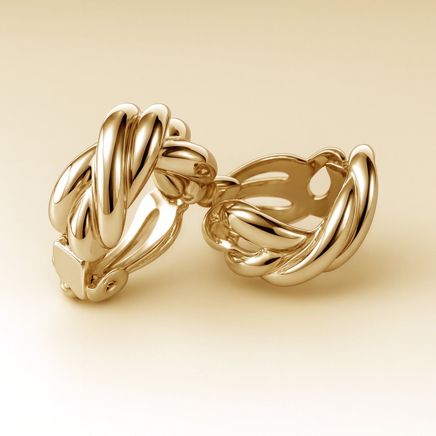 Gold Braided Clip On Stud Earrings