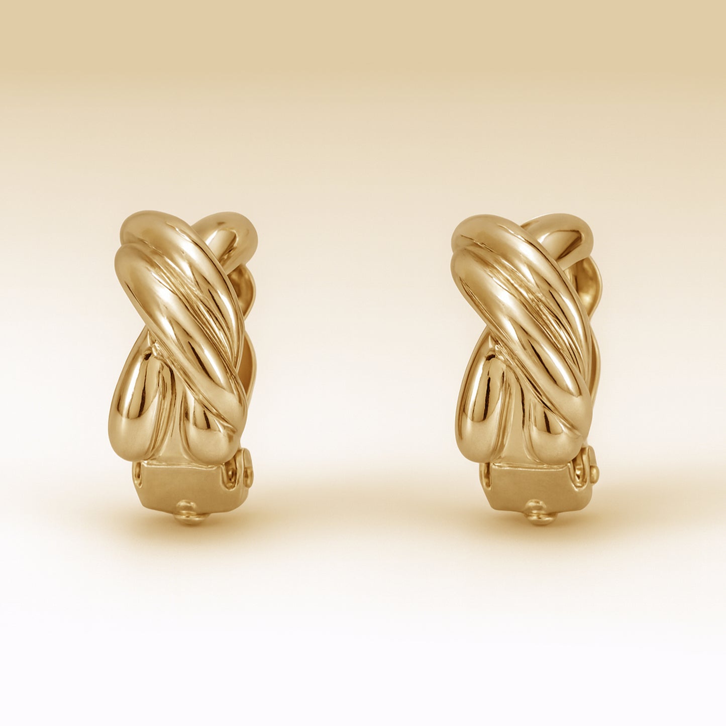 Gold Braided Clip On Stud Earrings