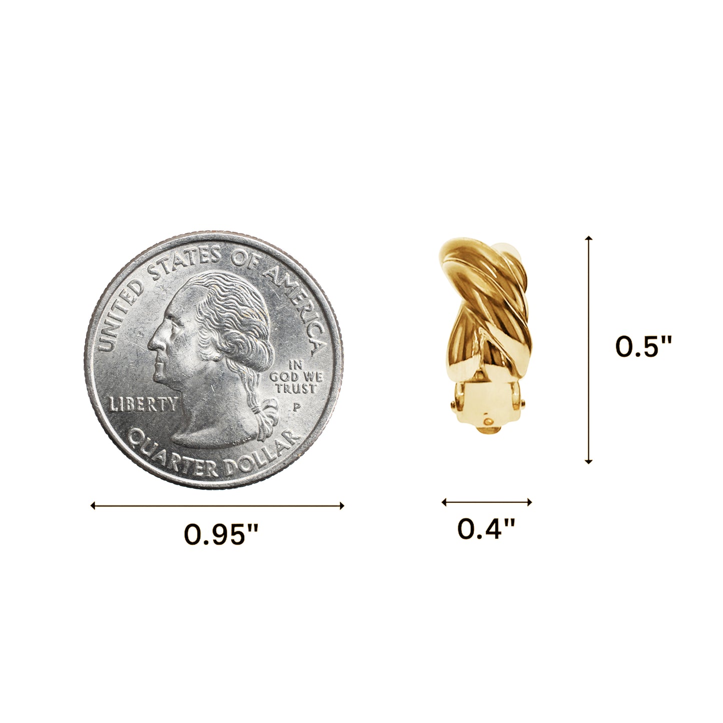 Gold Braided Clip On Stud Earrings