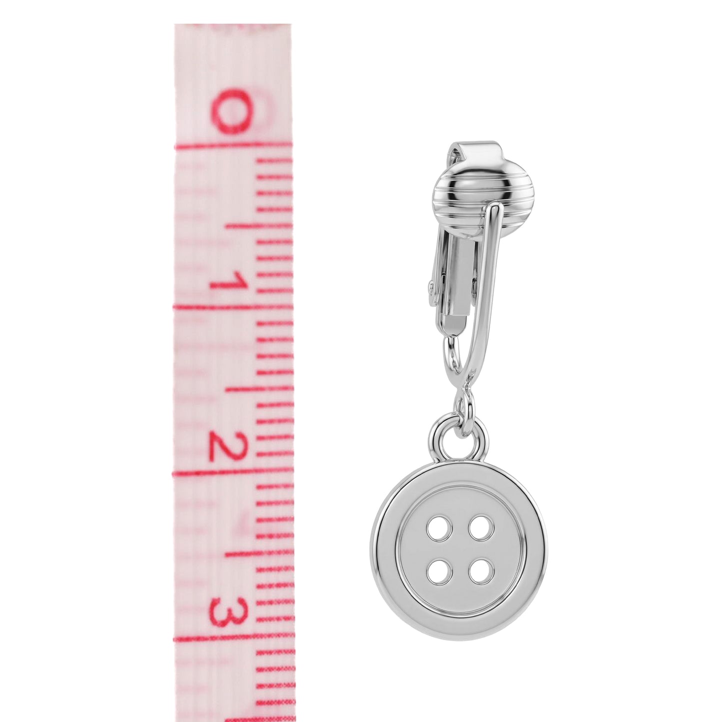 Silver Buttons Clip On Dangling Earrings