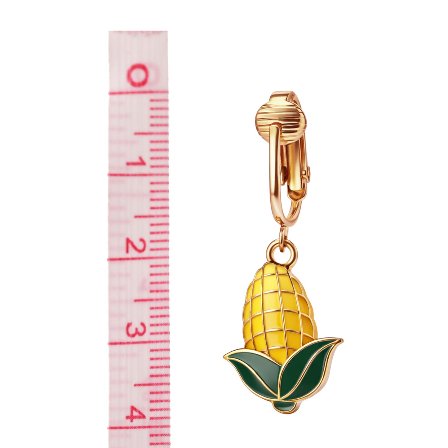 Corn Gold Clip On Dangling Earrings