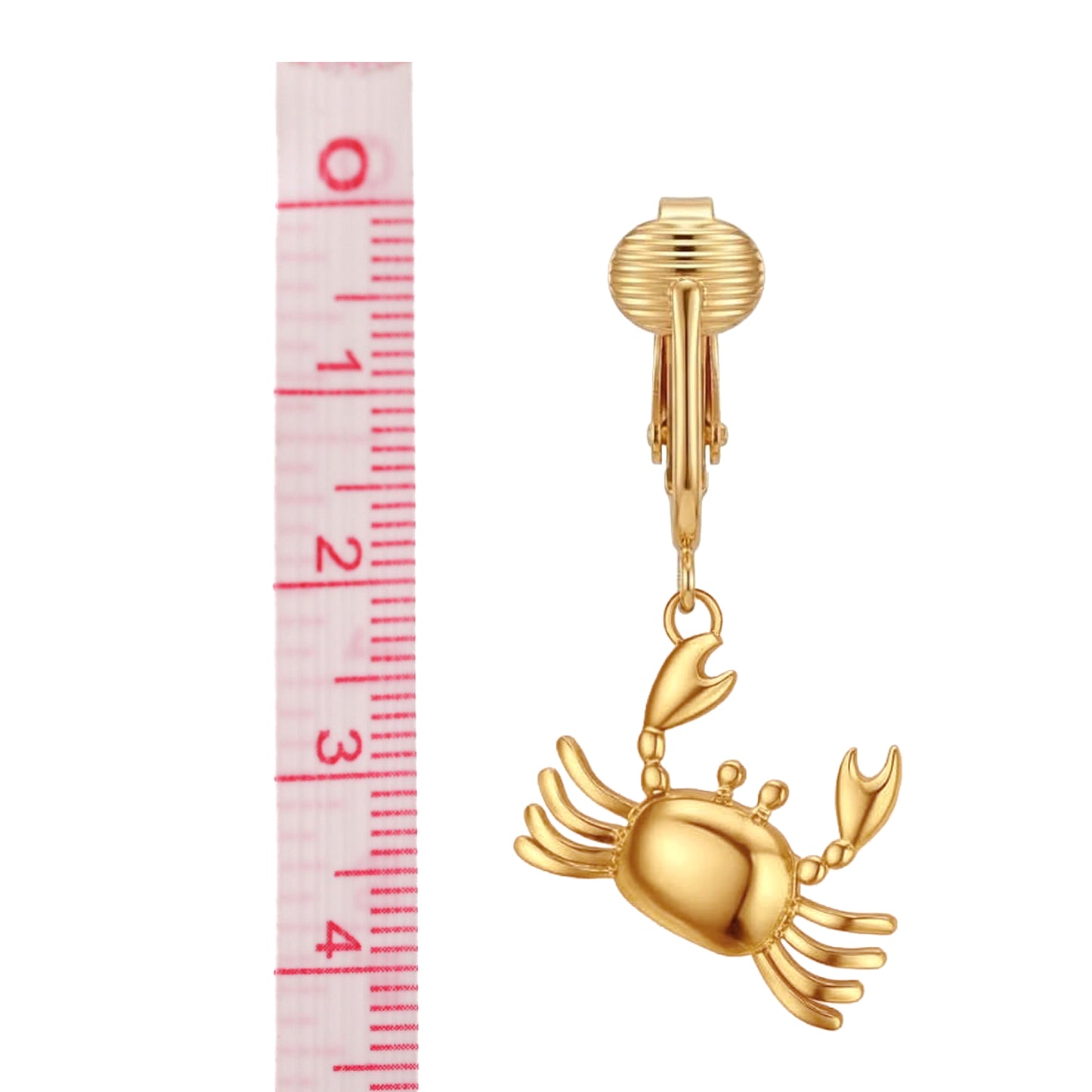 Gold Crabs Clip On Dangling Earrings
