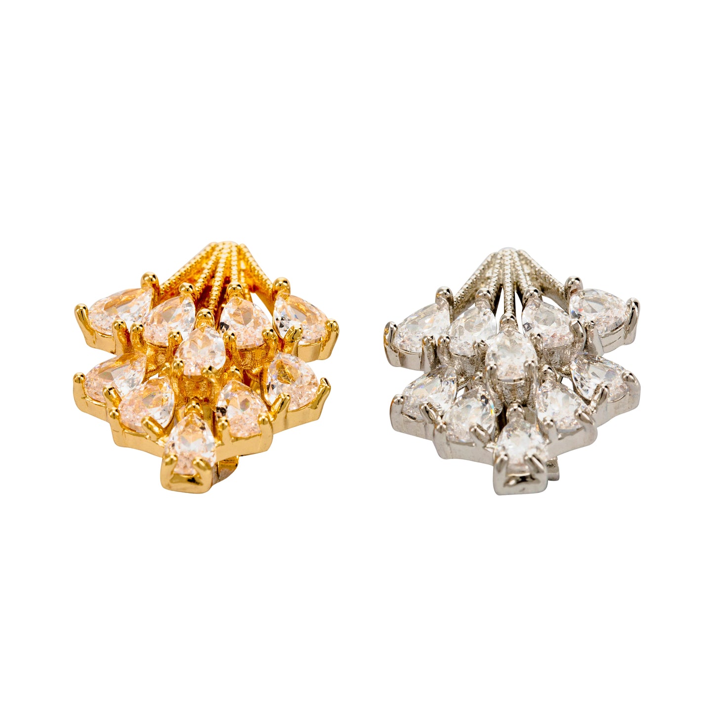 Gold Crystal Spray Clip On Stud Earrings
