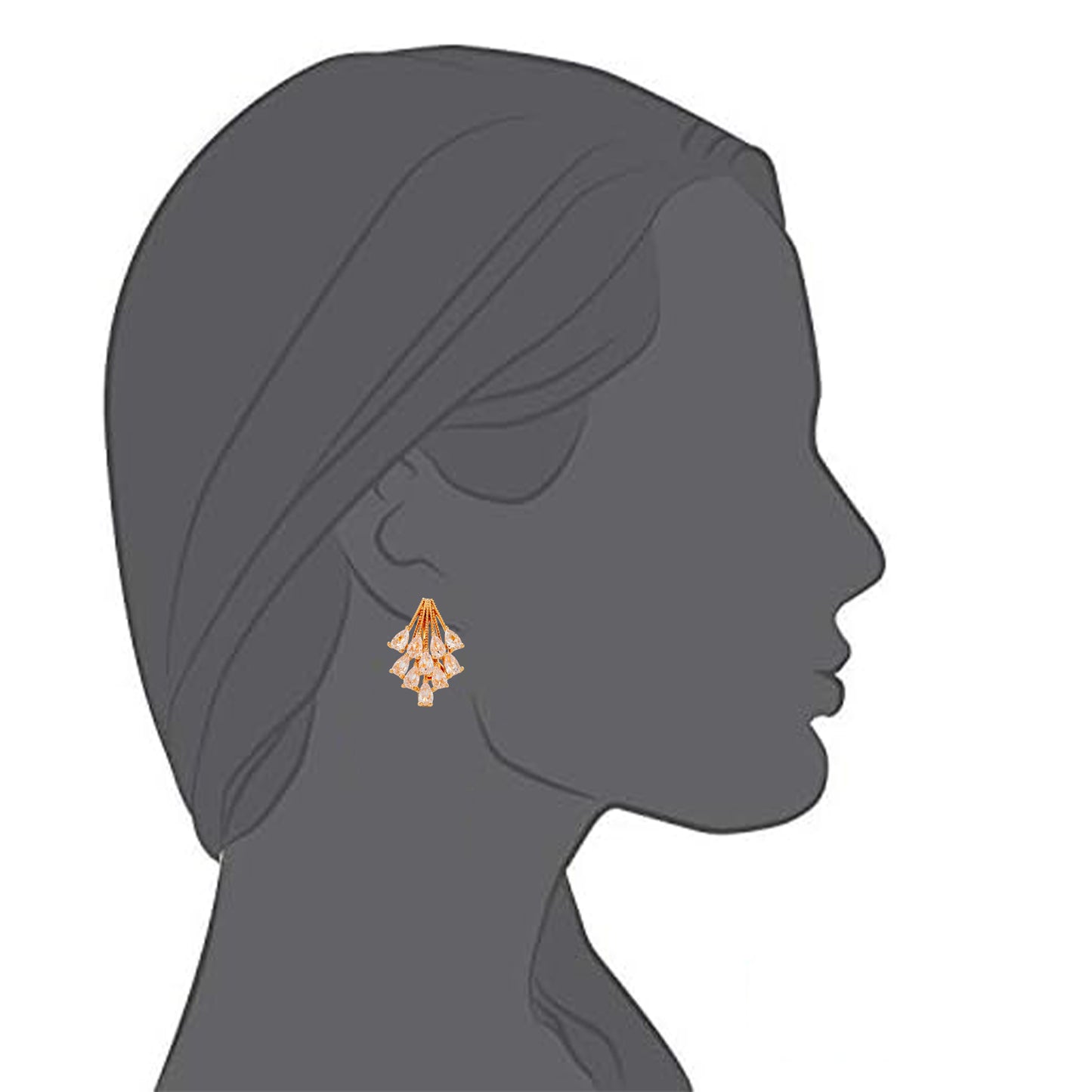 Gold Crystal Spray Clip On Stud Earrings