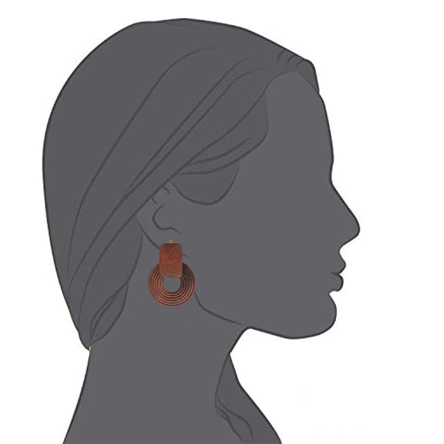 Wooden Circle Screw Back Clip On Statement Earrings