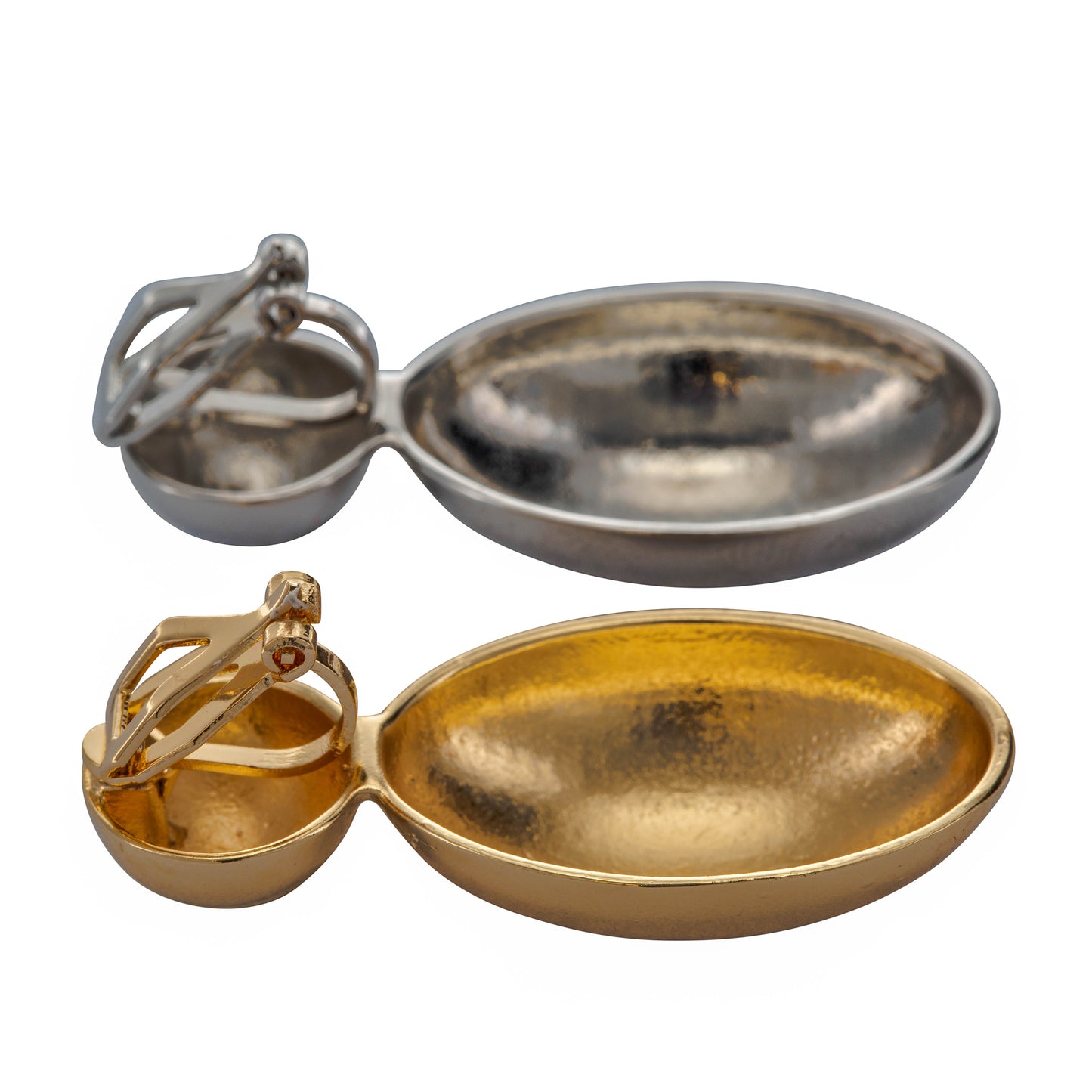 Gold Oval Clip On Statement Dangling Earrings