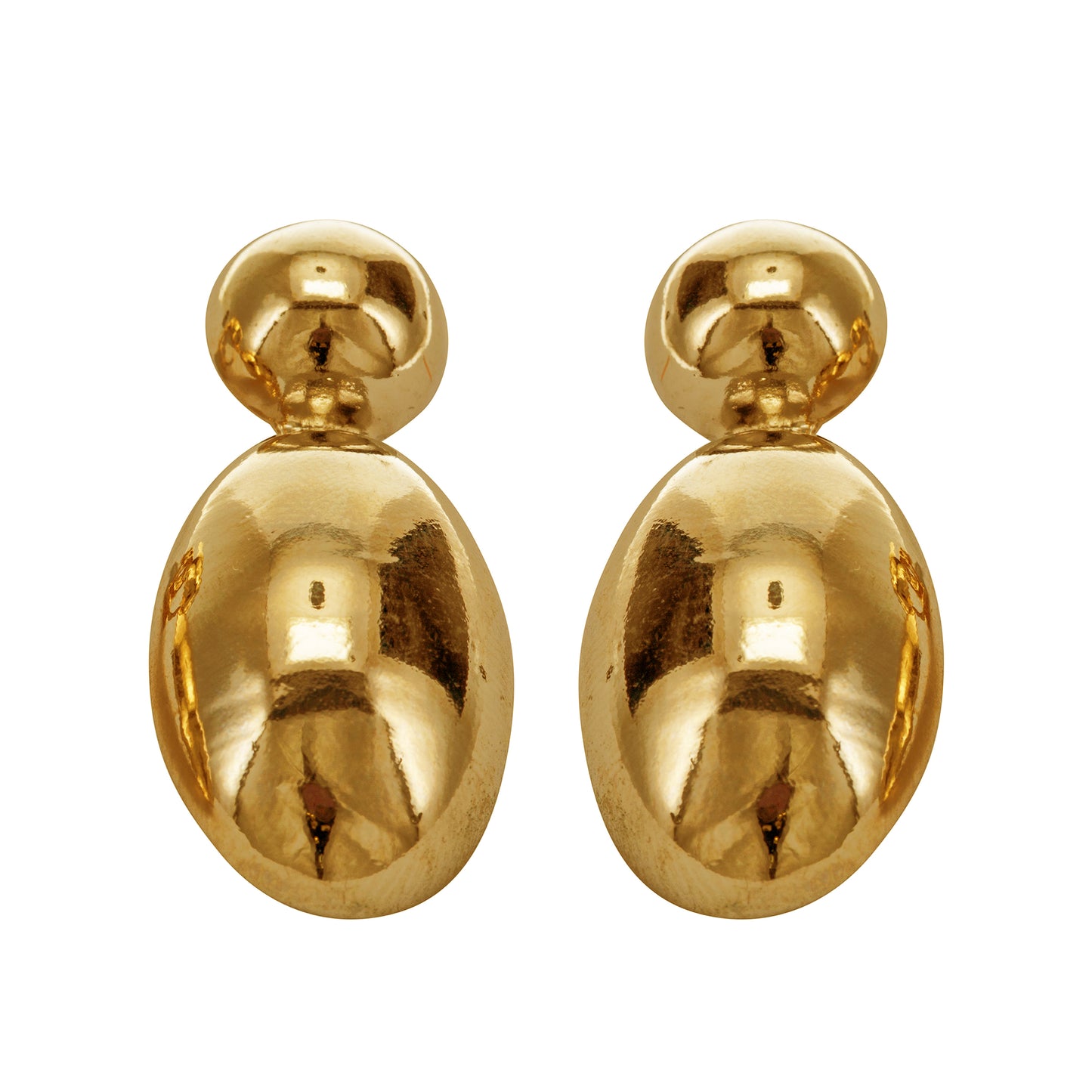 Gold Oval Clip On Statement Dangling Earrings