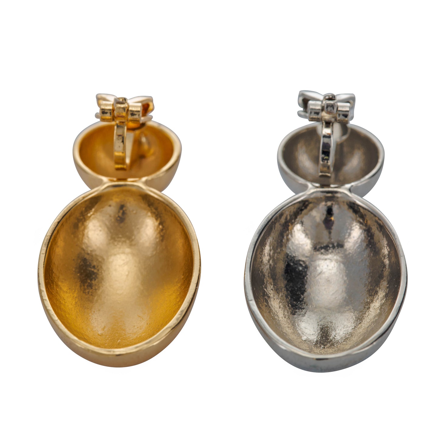 Silver Oval Clip On Statement Dangling Earrings