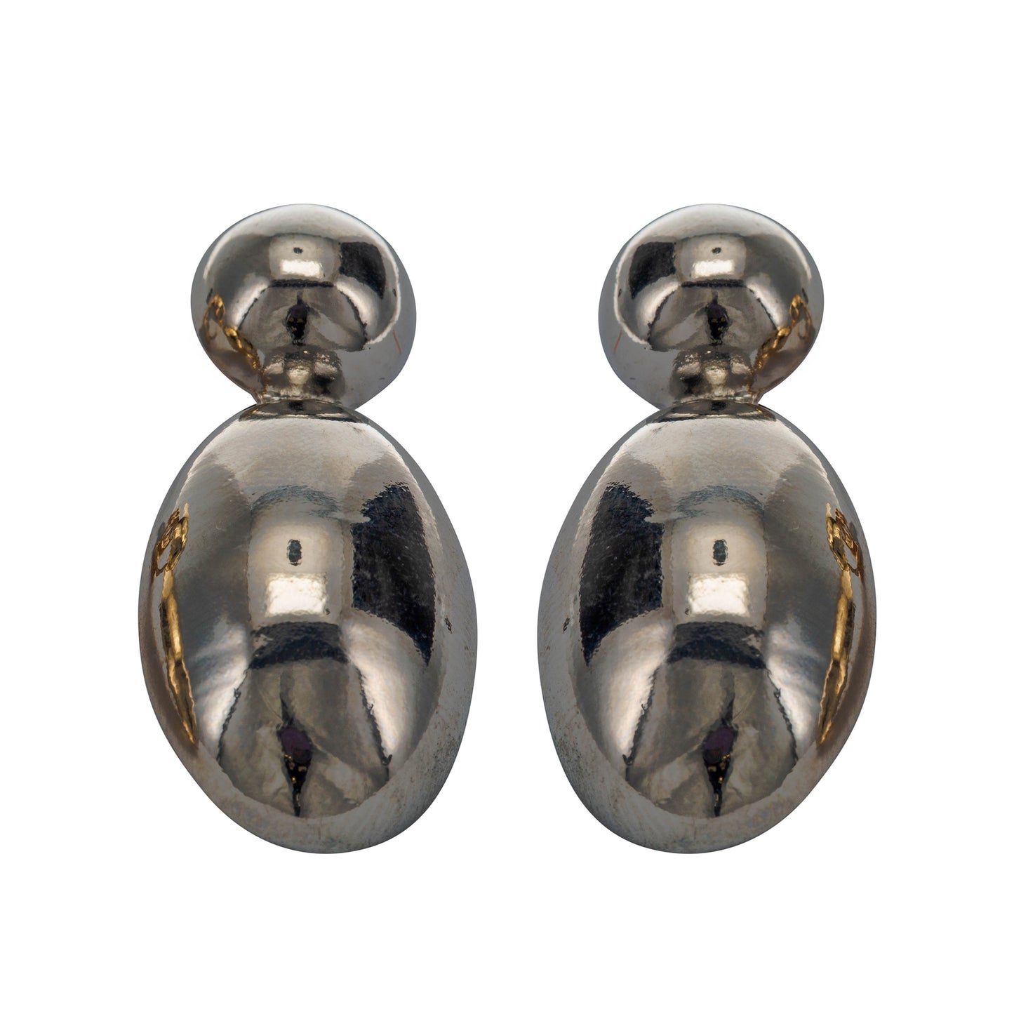Silver Oval Clip On Statement Dangling Earrings