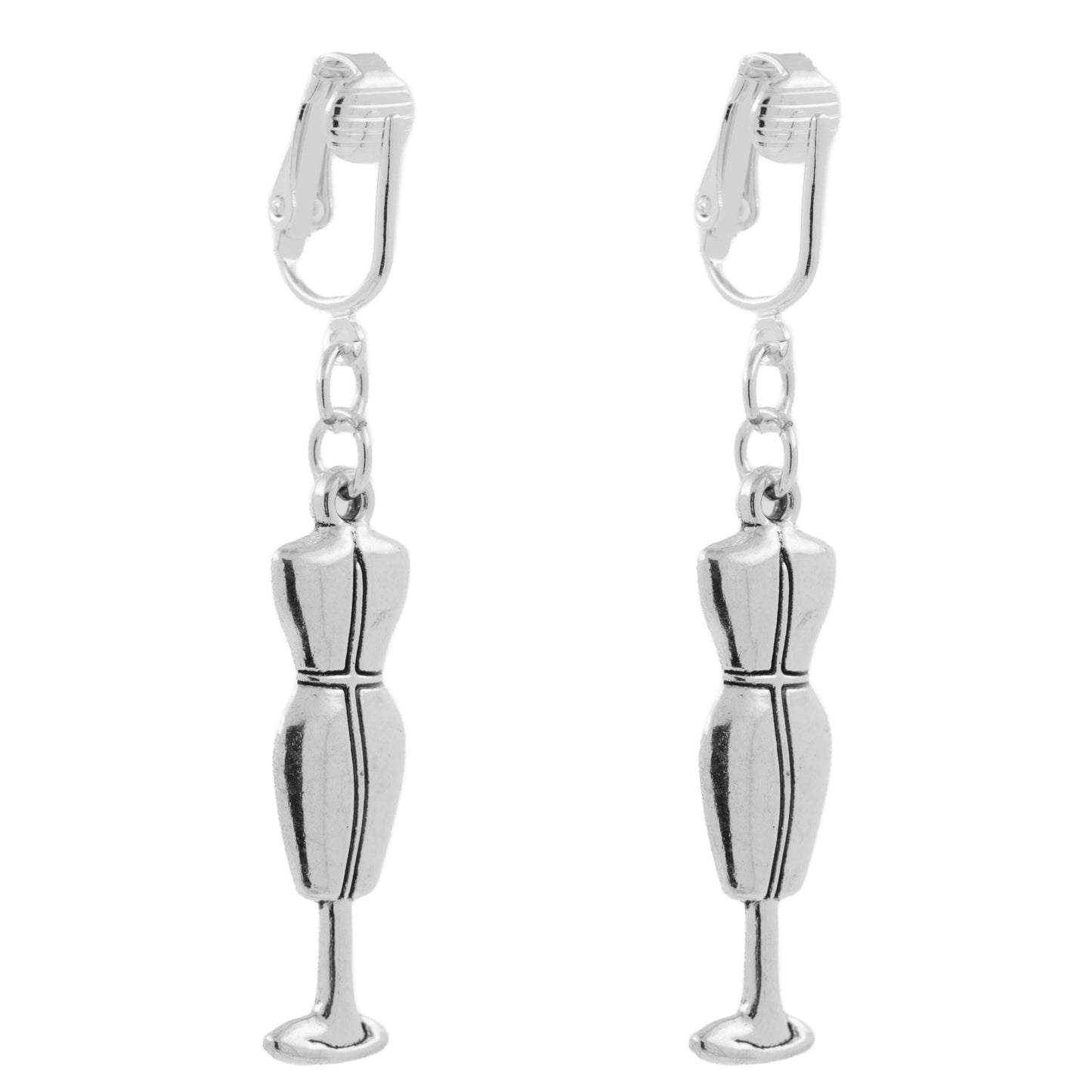 Silver Dress Forms Clip On Dangling Earrings