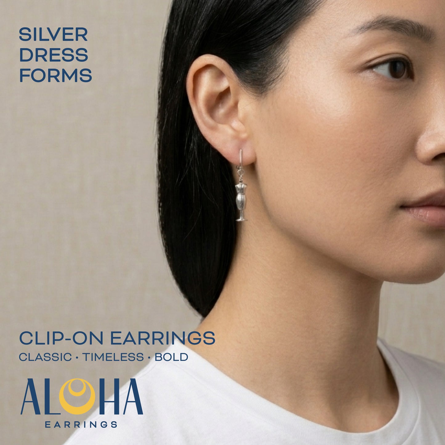 Silver Dress Forms Clip On Dangling Earrings