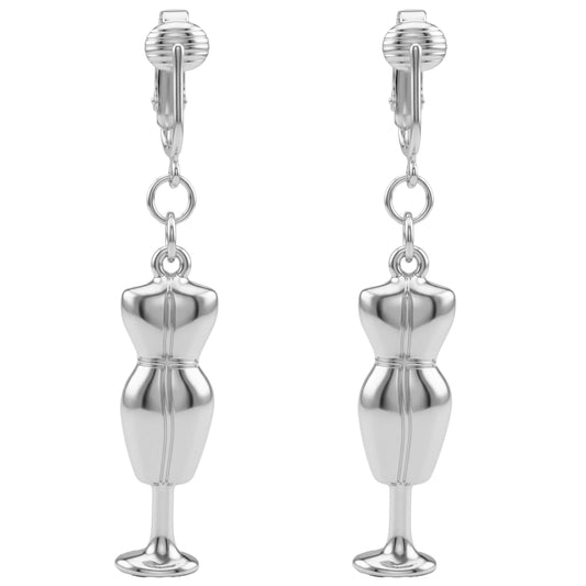 Silver Dress Forms Clip On Dangling Earrings