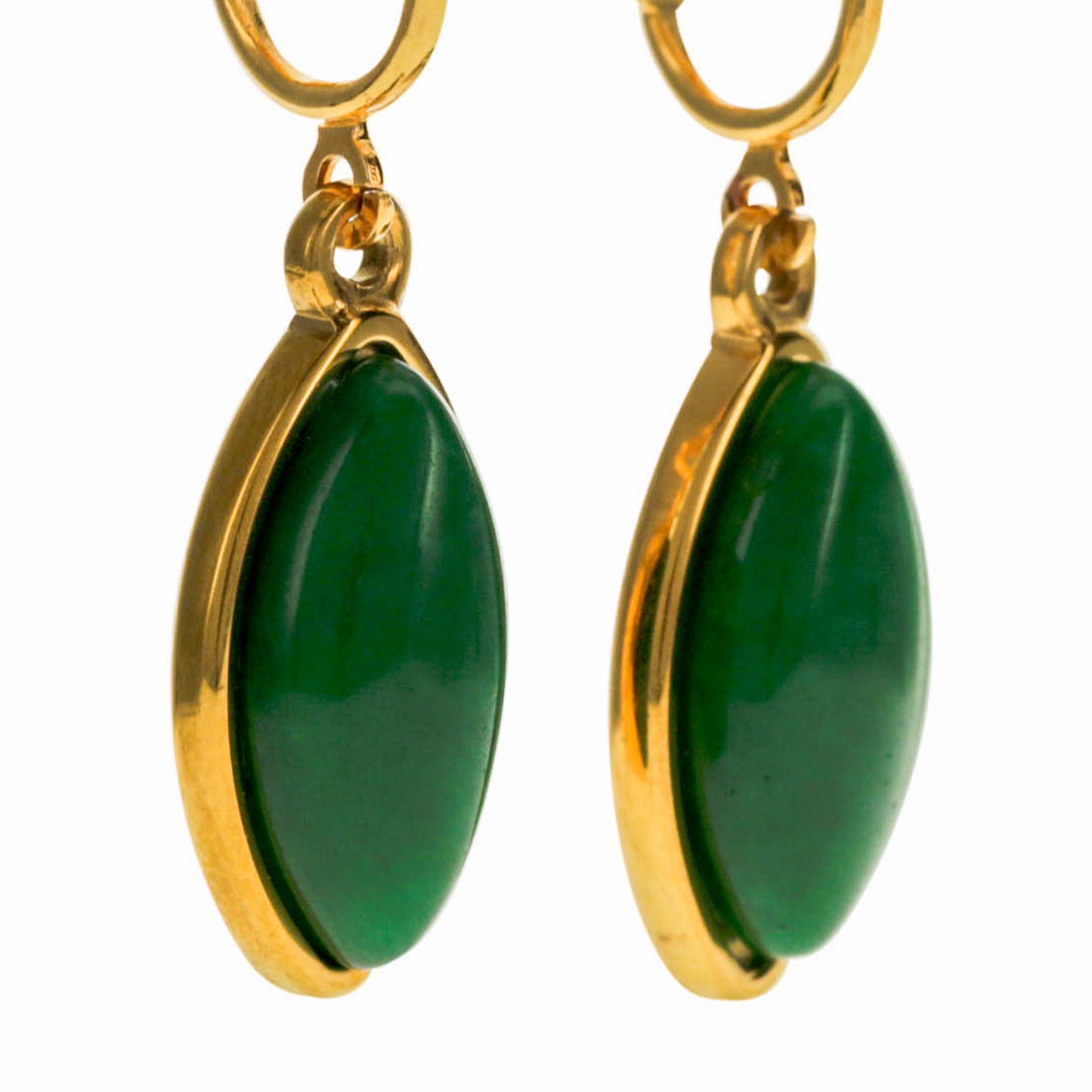 Gold Marquise Shaped Clip On Dangling Earrings