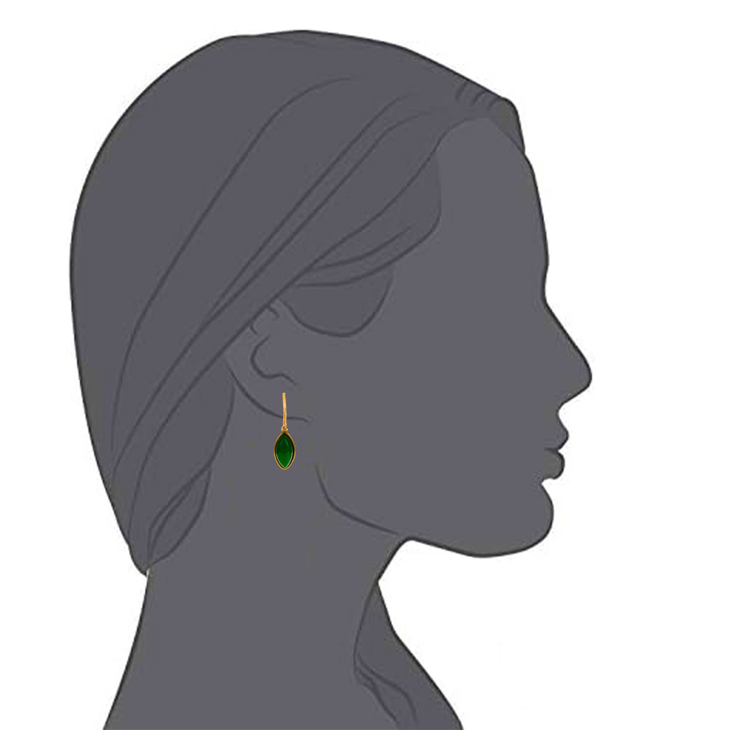 Gold Marquise Shaped Clip On Dangling Earrings