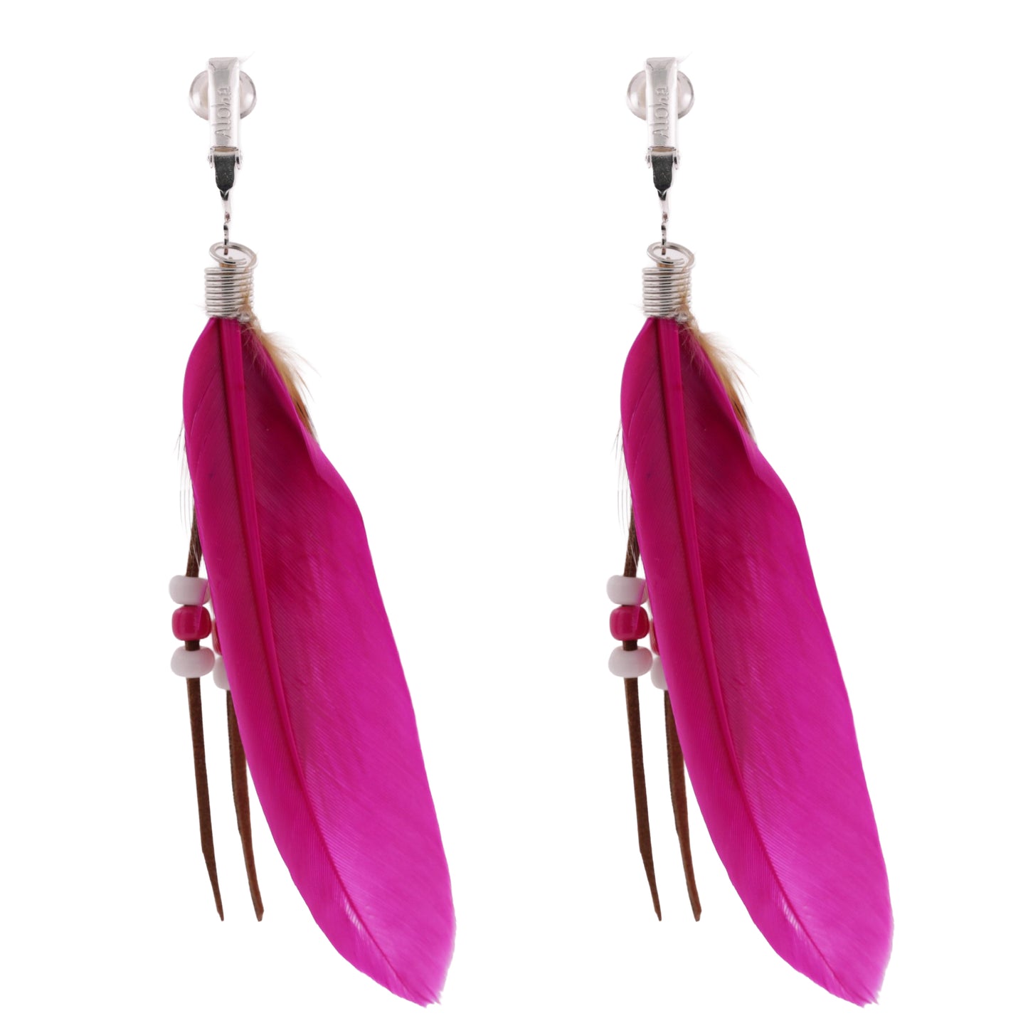 Bohemian Long Feather Clip On Dangling Earrings