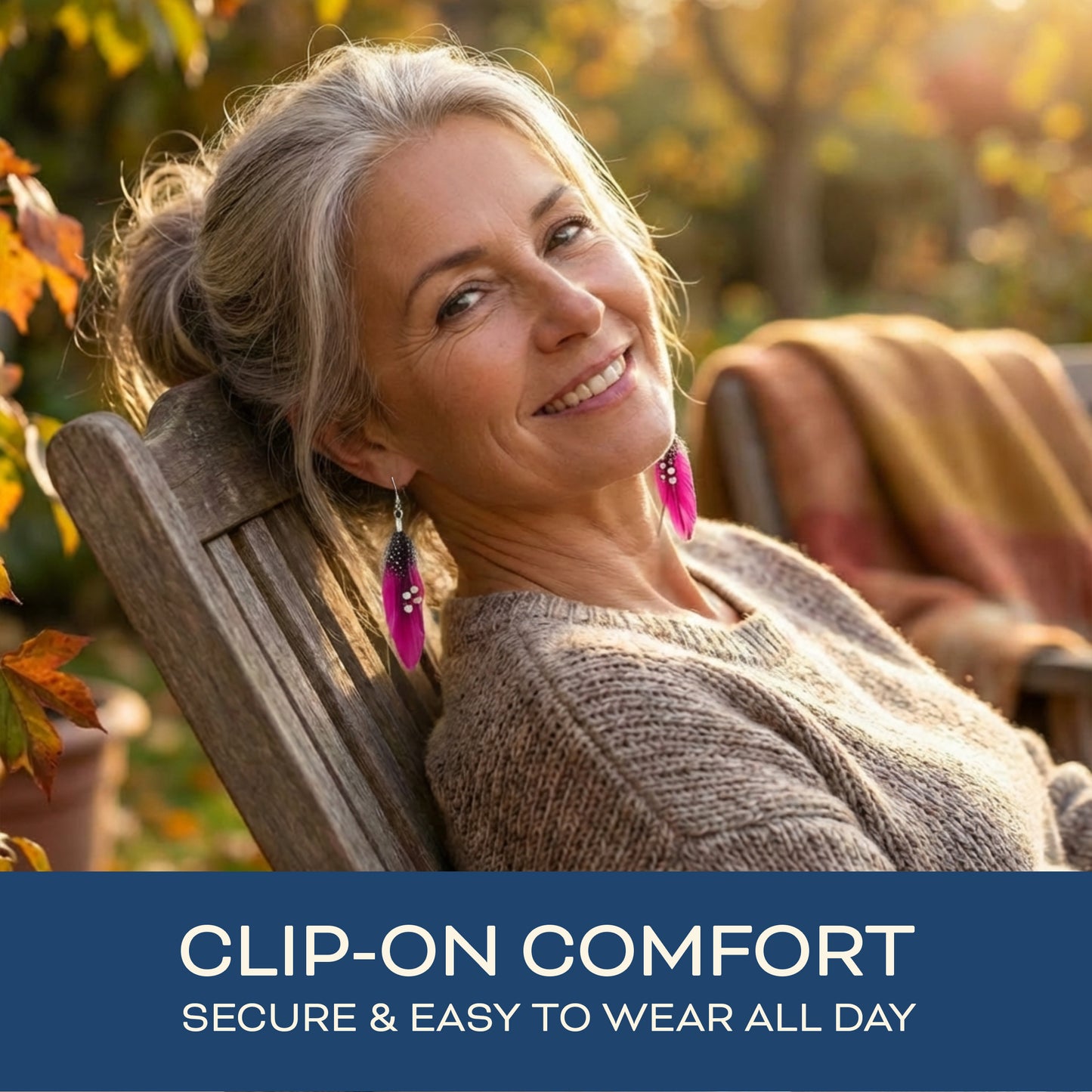 Bohemian Long Feather Clip On Dangling Earrings