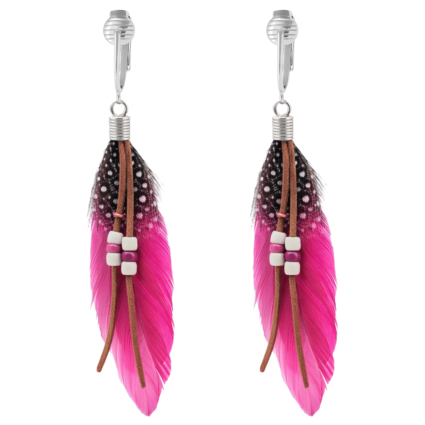 Bohemian Long Feather Clip On Dangling Earrings