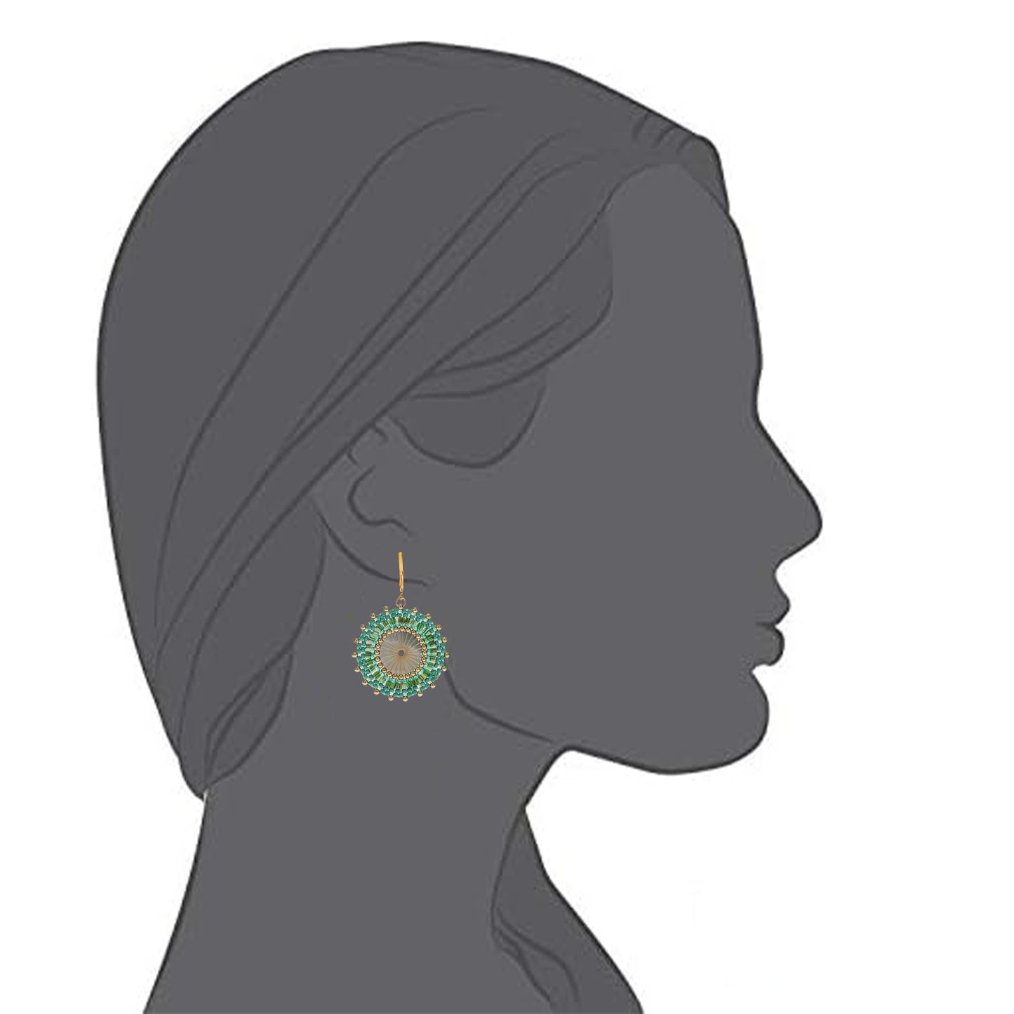 Gold Beaded Circle Clip On Dangling Earrings