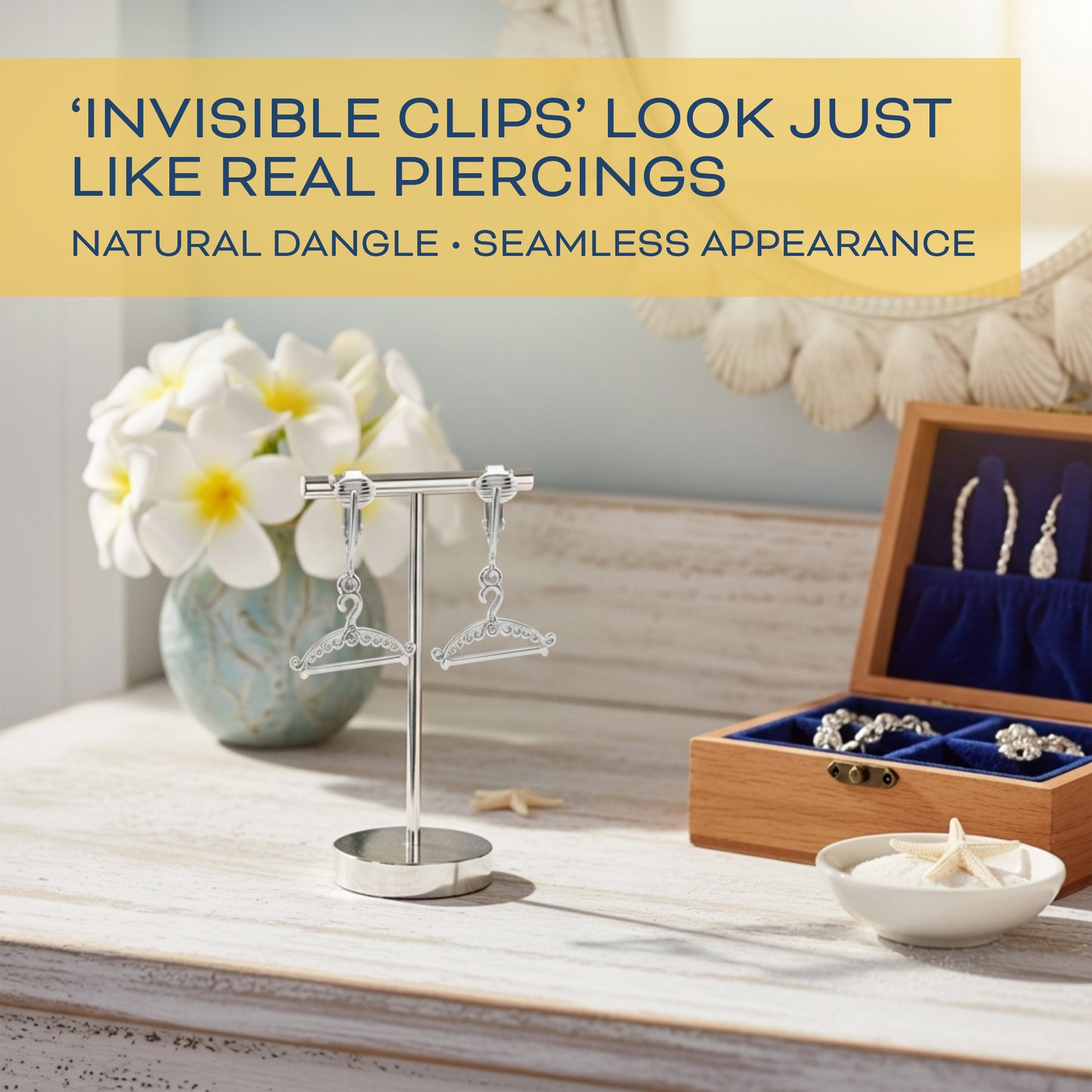 Silver Hangers Clip On Dangling Earrings