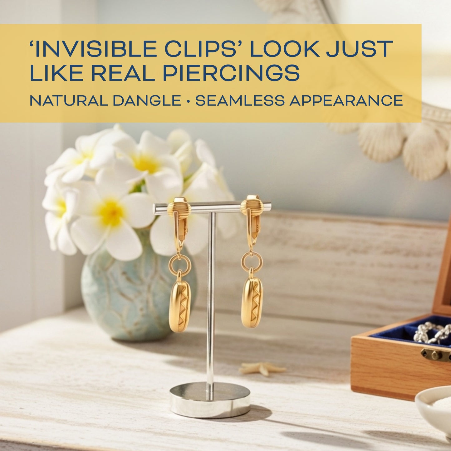 Gold Hot Dog Clip On Dangling Earrings
