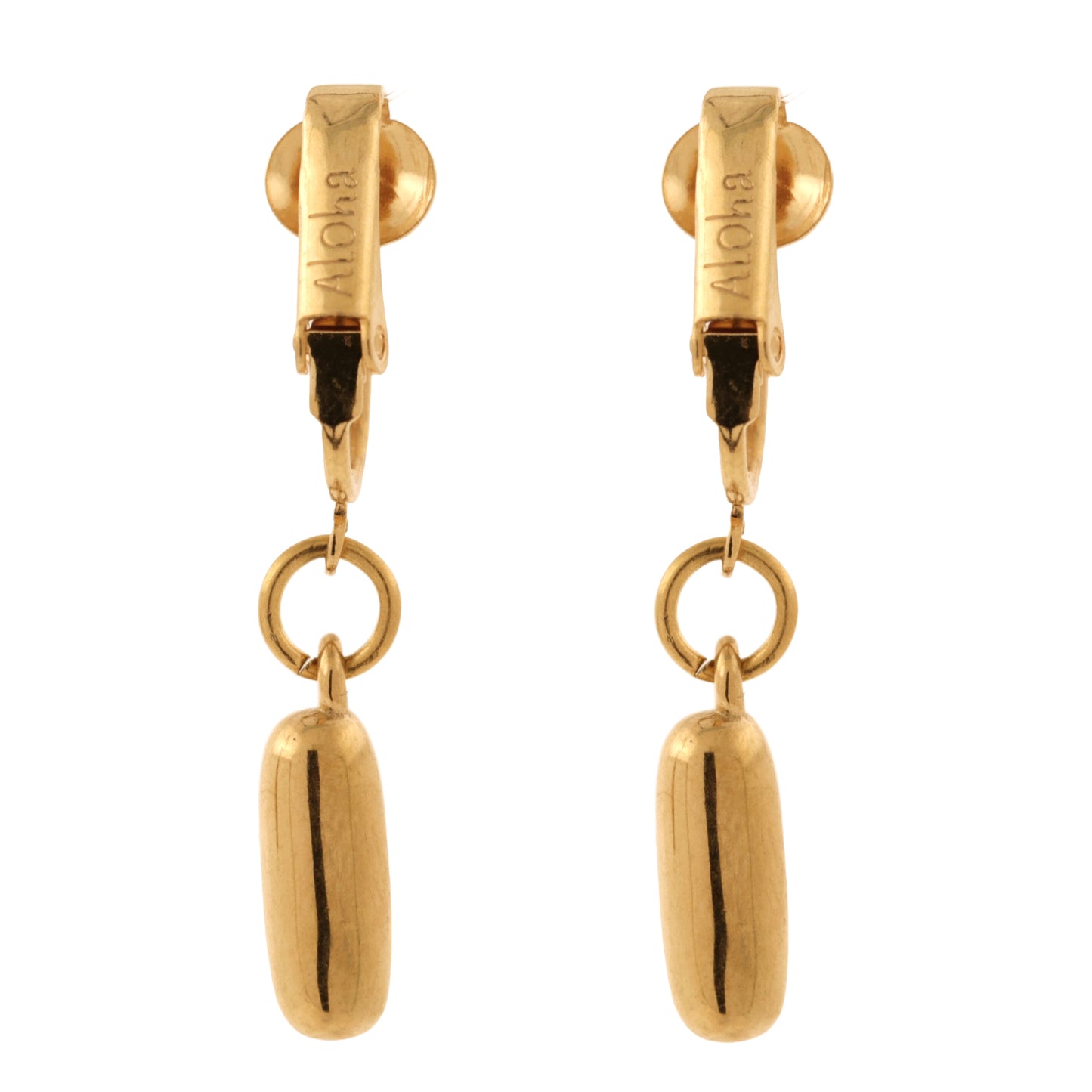 Gold Hot Dog Clip On Dangling Earrings