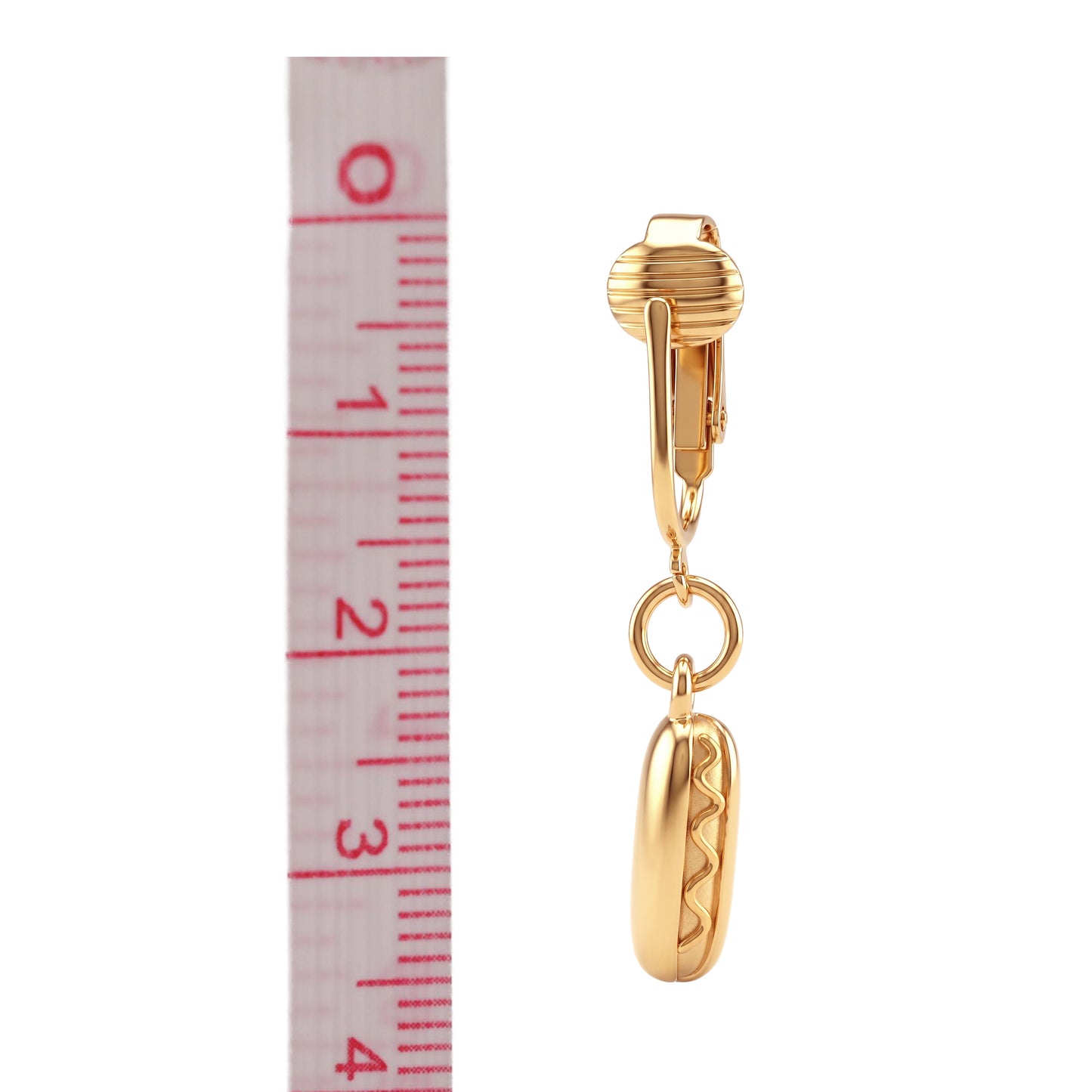 Gold Hot Dog Clip On Dangling Earrings