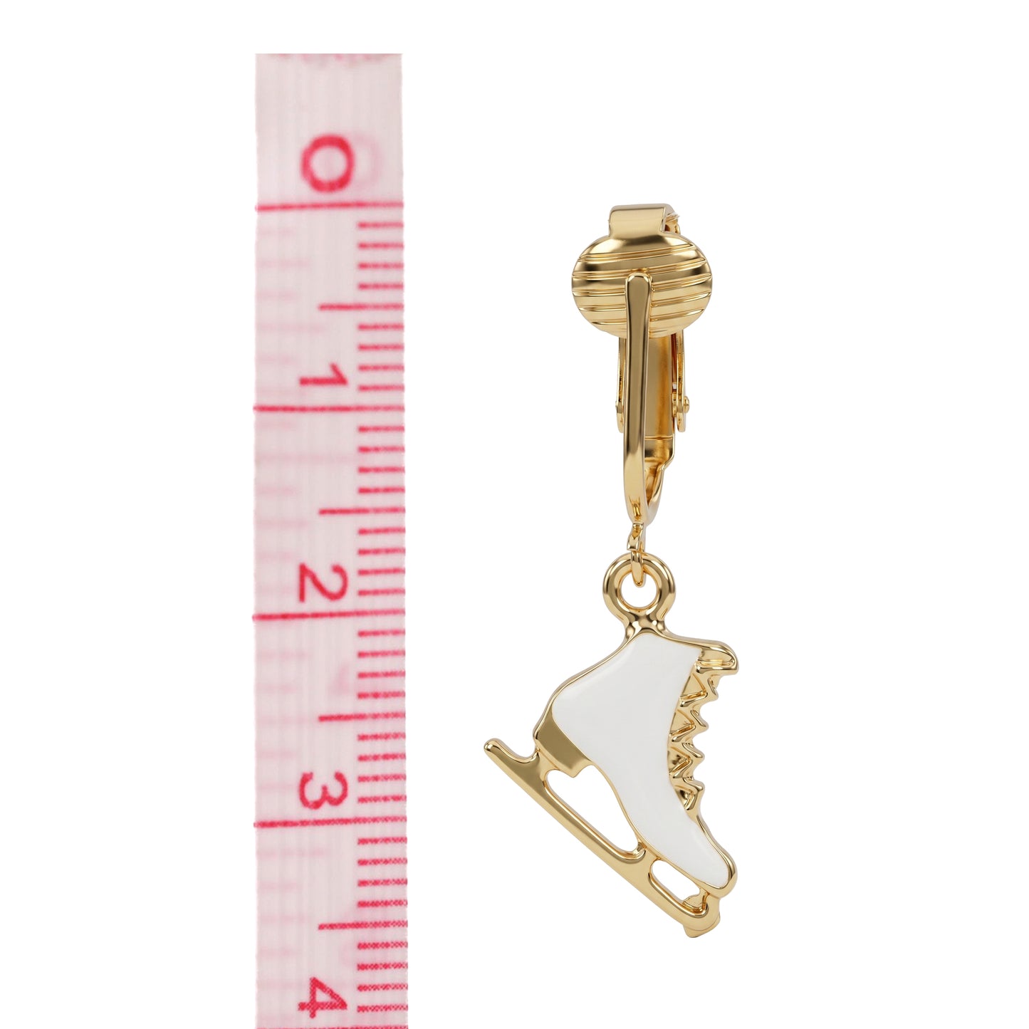 Gold Ice Skates Clip On Dangling Earrings