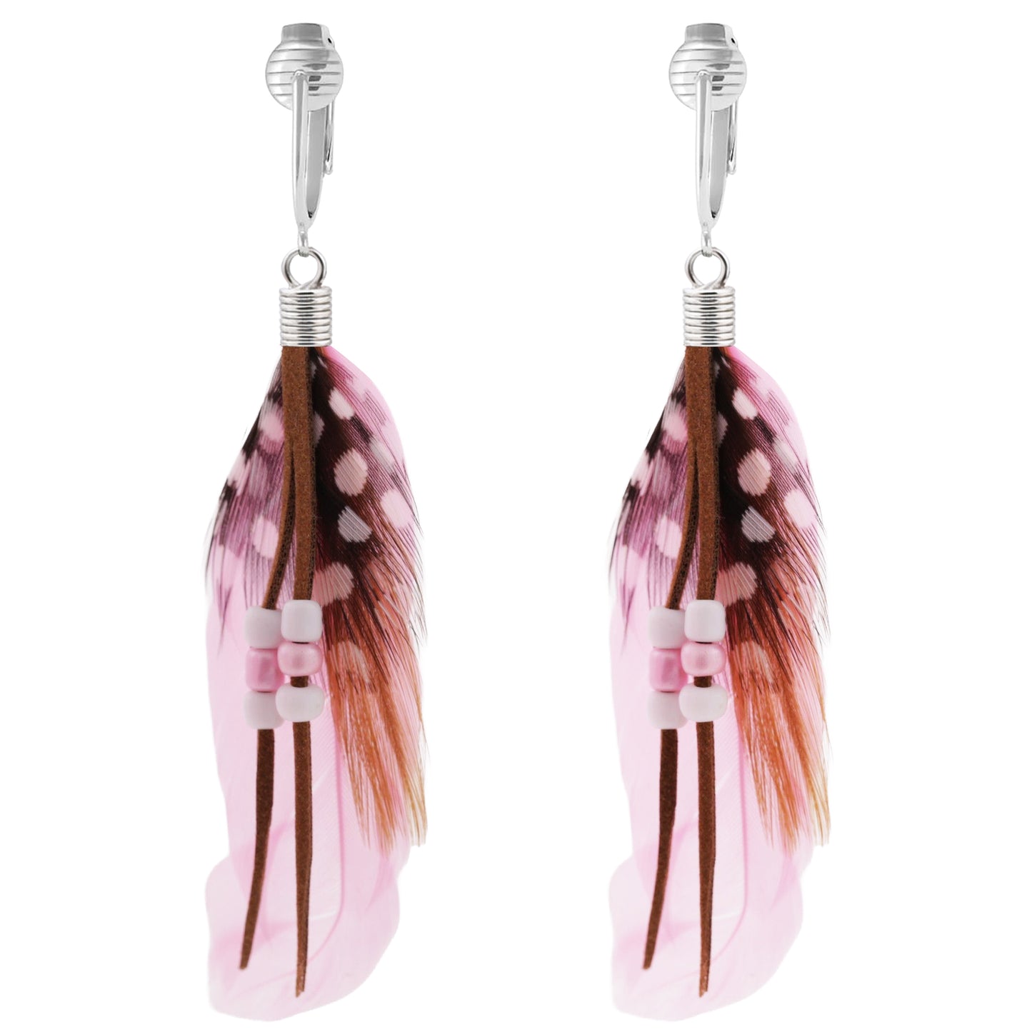 Bohemian Long Feather Clip On Dangling Earrings