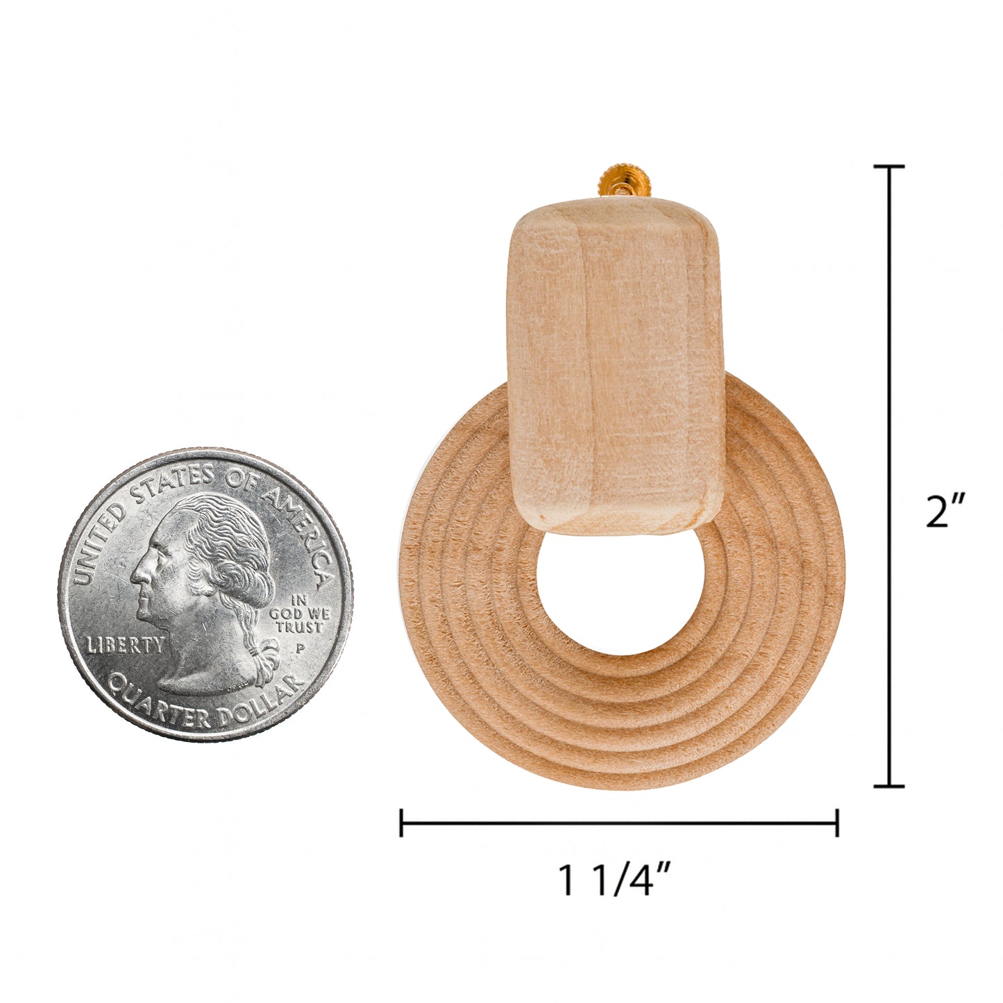 Wooden Circle Screw Back Clip On Statement Earrings