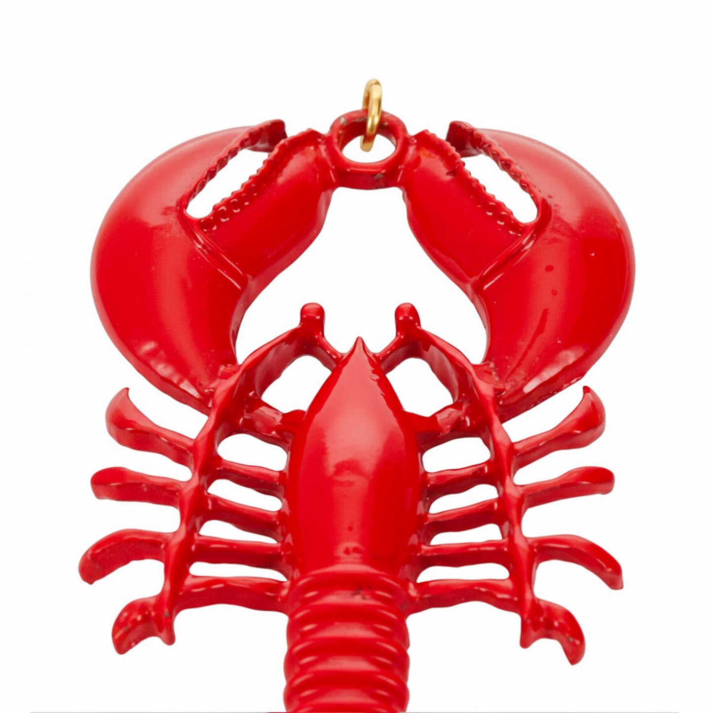 Red Lobsters Gold Clip On Dangling Earrings