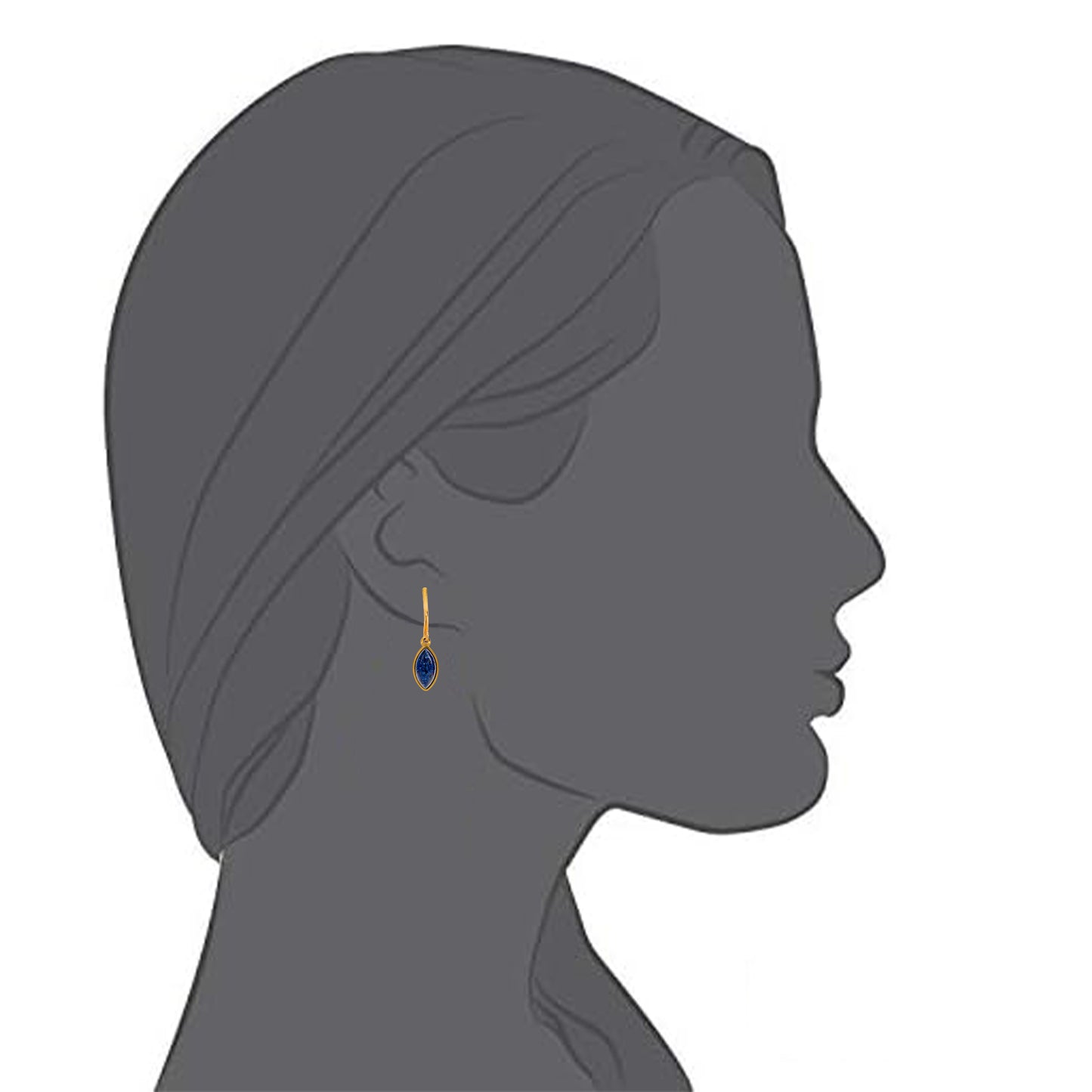 Gold Marquise Shaped Clip On Dangling Earrings