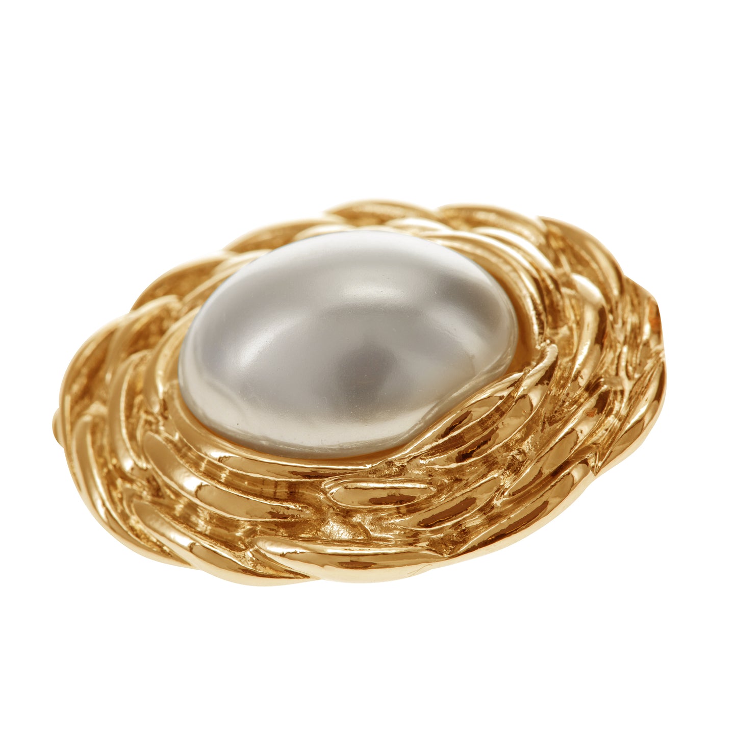 Vintage-Inspired Oval Simulated Pearl Clip On Stud Earrings