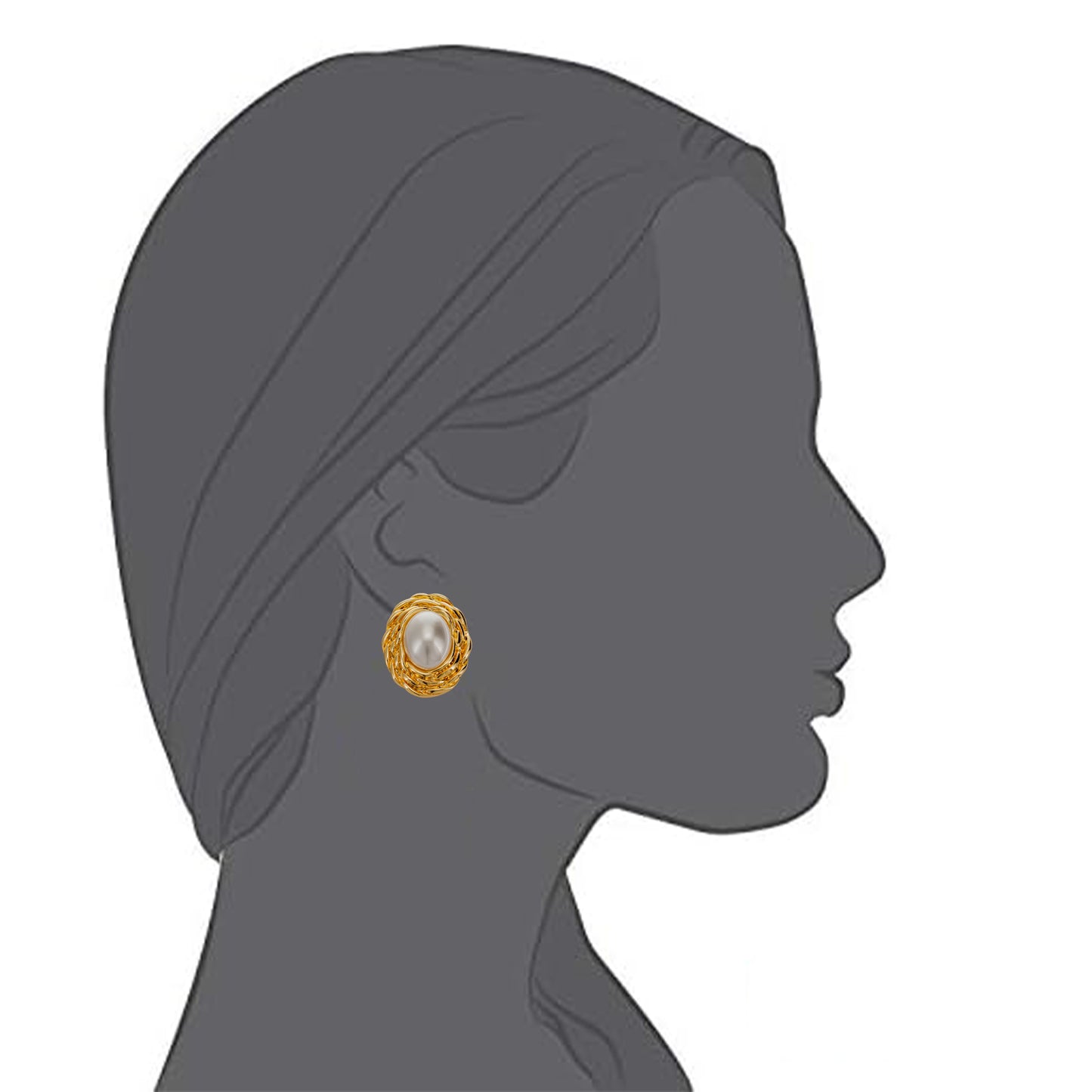 Vintage-Inspired Oval Simulated Pearl Clip On Stud Earrings