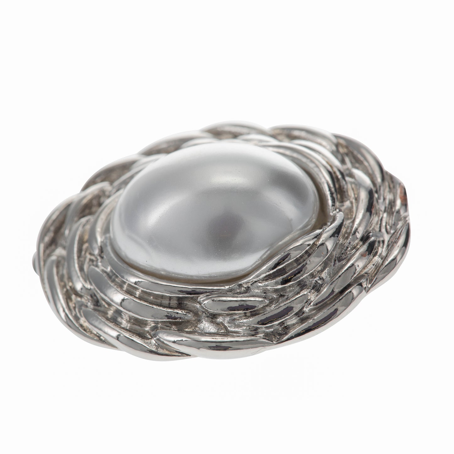 Vintage-Inspired Oval Simulated Pearl Clip On Stud Earrings