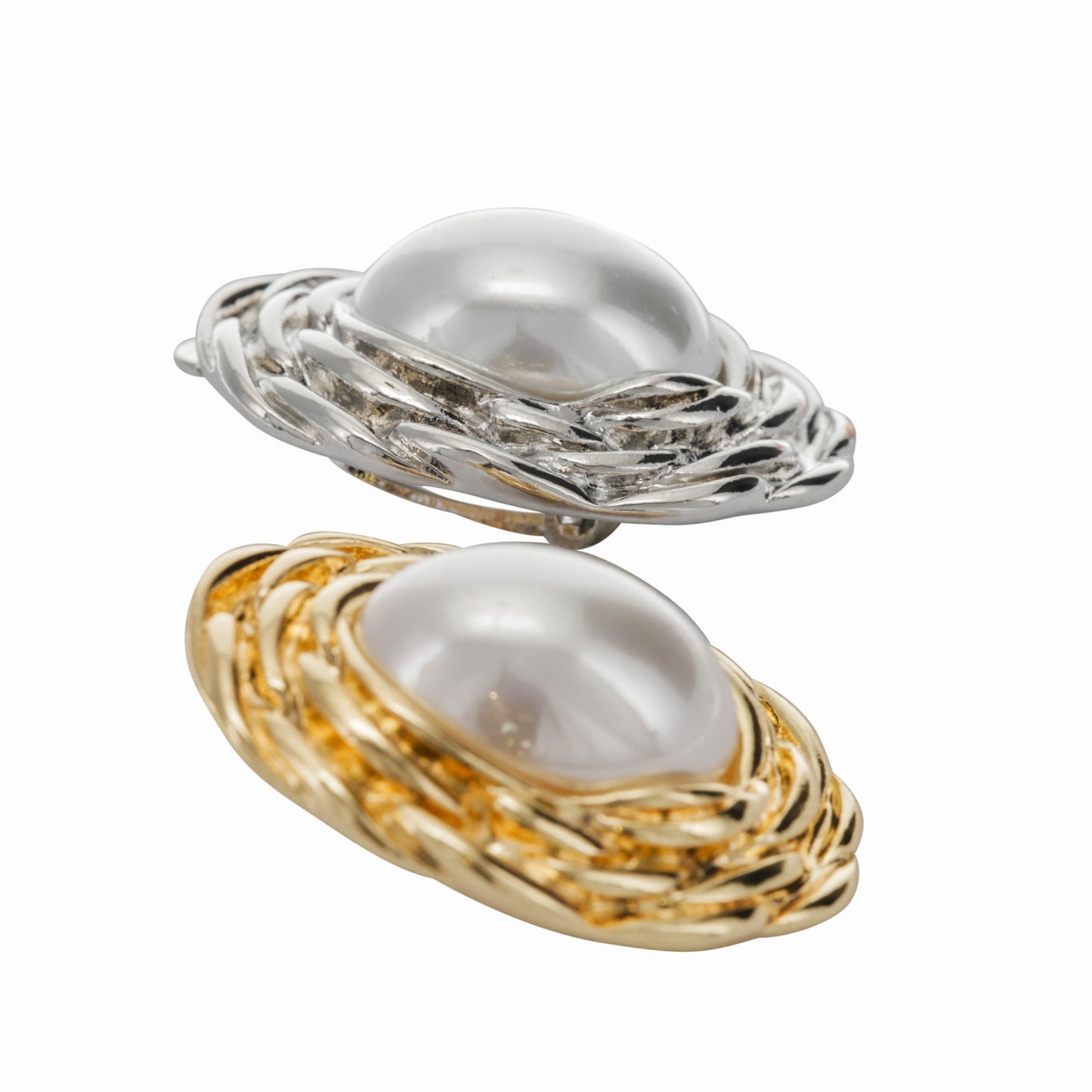 Vintage-Inspired Oval Simulated Pearl Clip On Stud Earrings