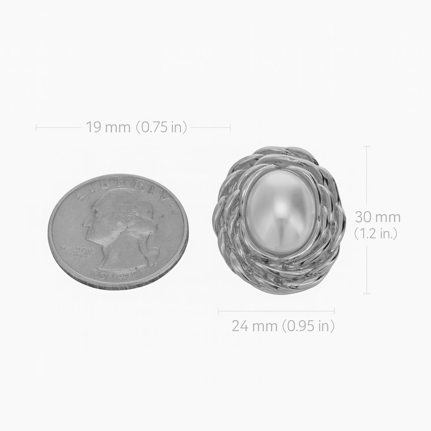 Vintage-Inspired Oval Simulated Pearl Clip On Stud Earrings