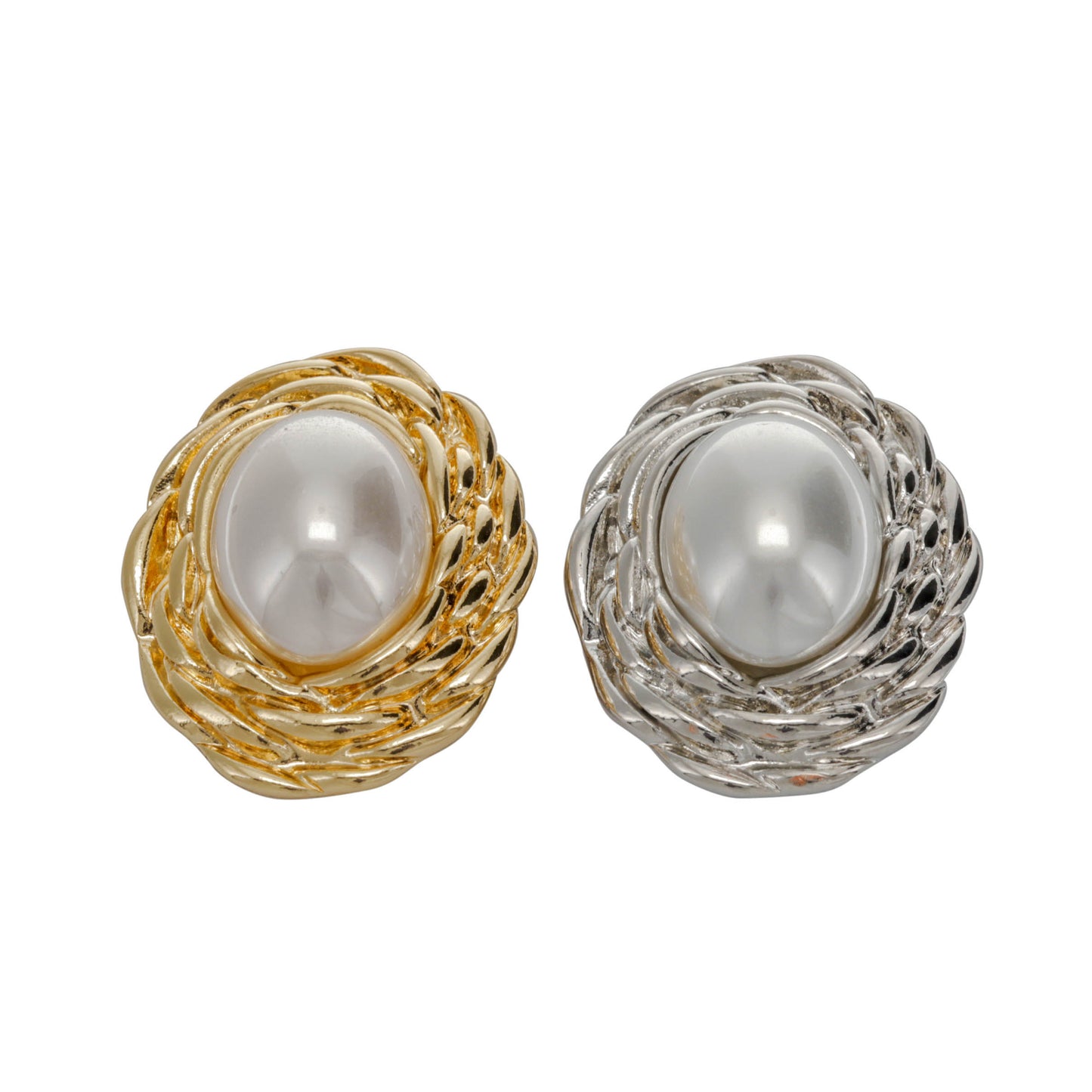 Vintage-Inspired Oval Simulated Pearl Clip On Stud Earrings