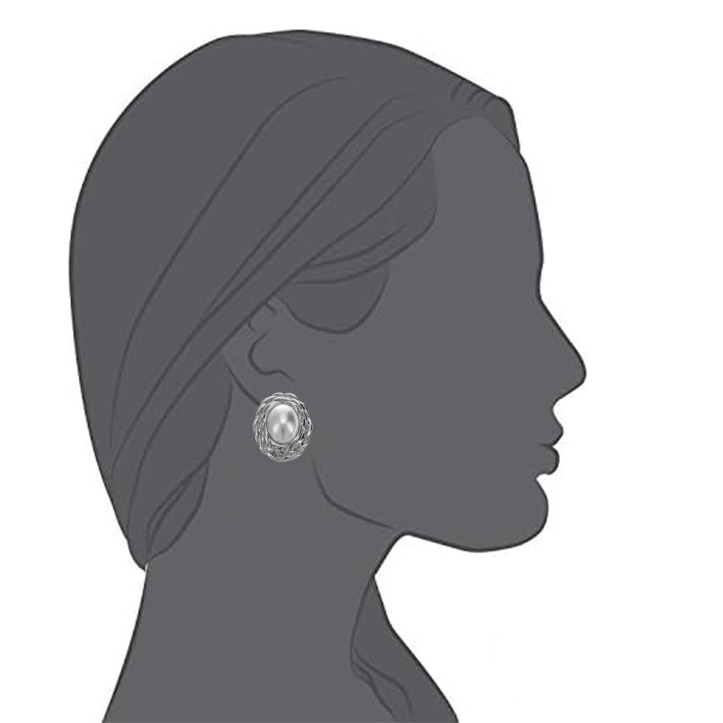 Vintage-Inspired Oval Simulated Pearl Clip On Stud Earrings