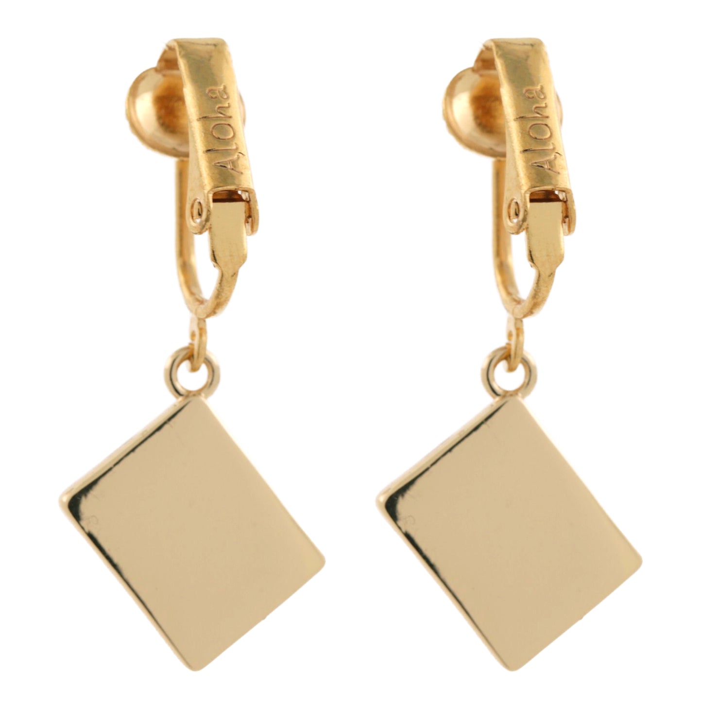 Gold Passport Clip On Dangling Earrings
