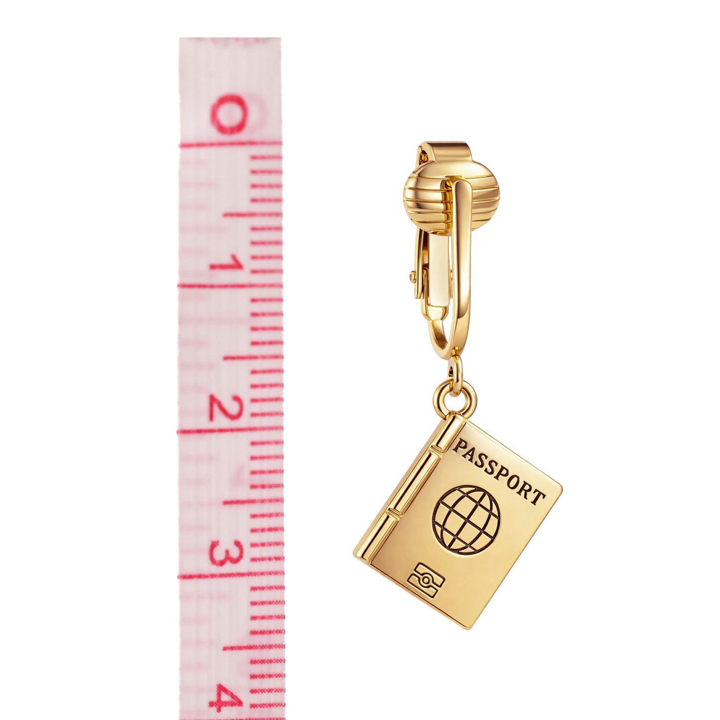 Gold Passport Clip On Dangling Earrings
