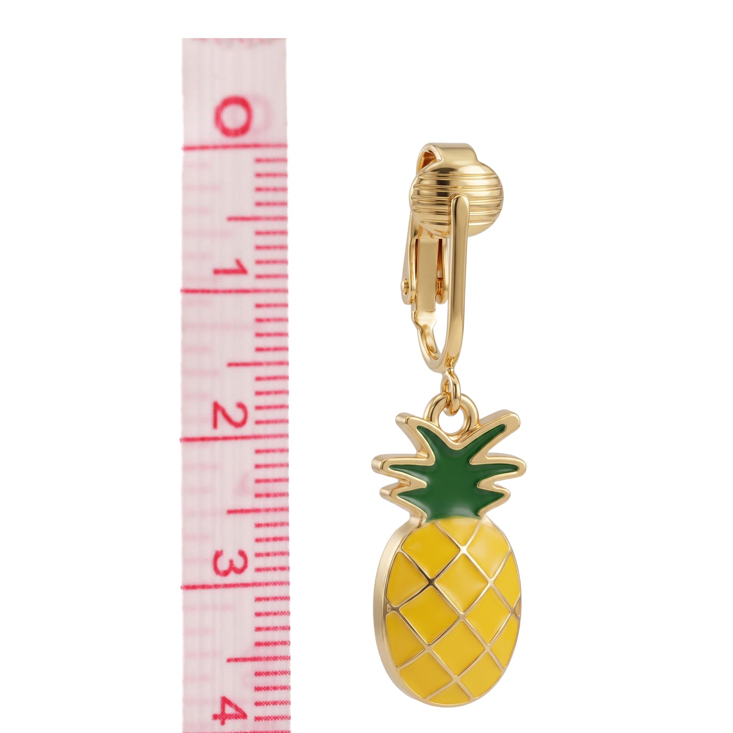 Pineapples Gold Clip On Dangling Earrings