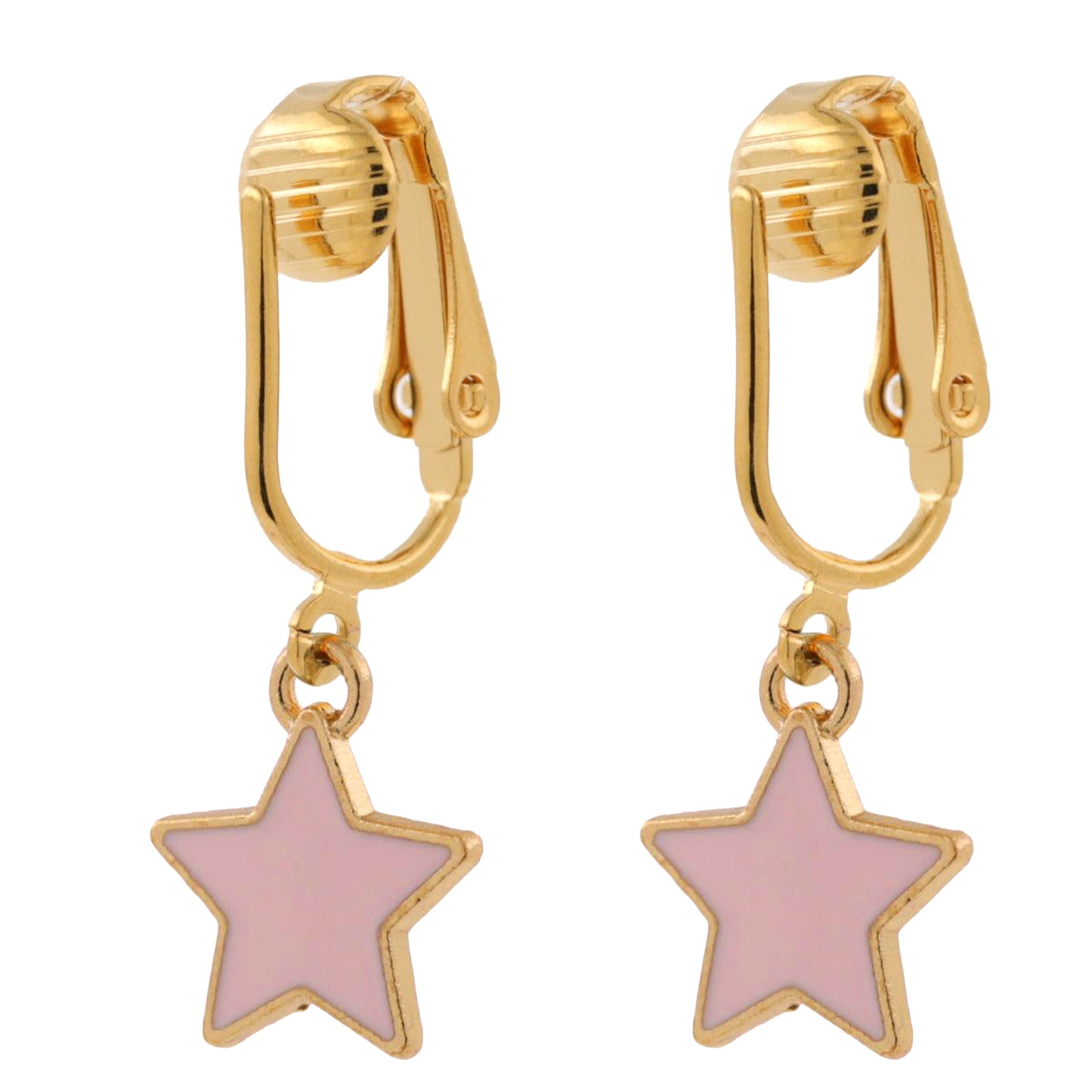 Fun Star Gold Clip On Dangling Earrings