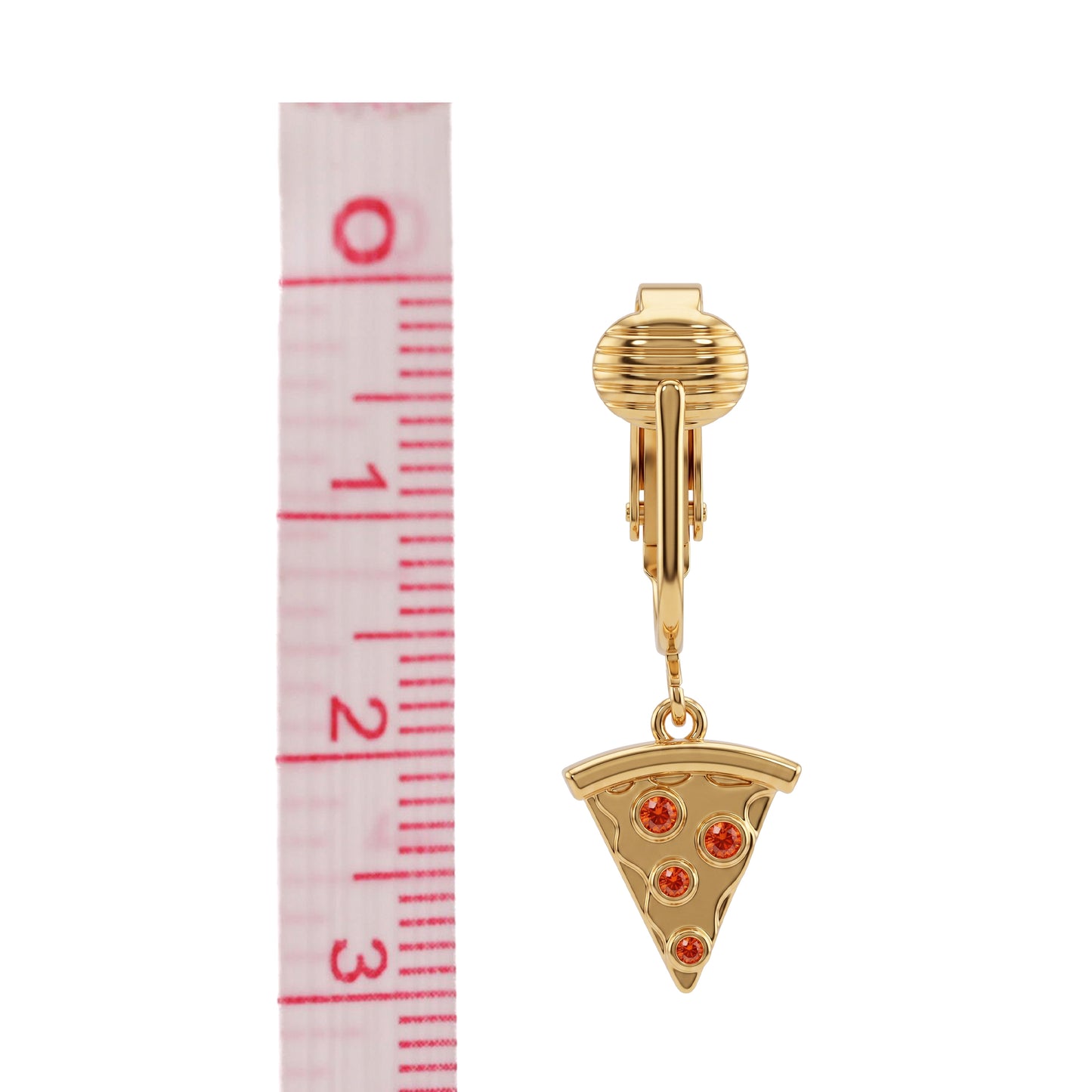 Pizza Gold Clip On Dangling Earrings