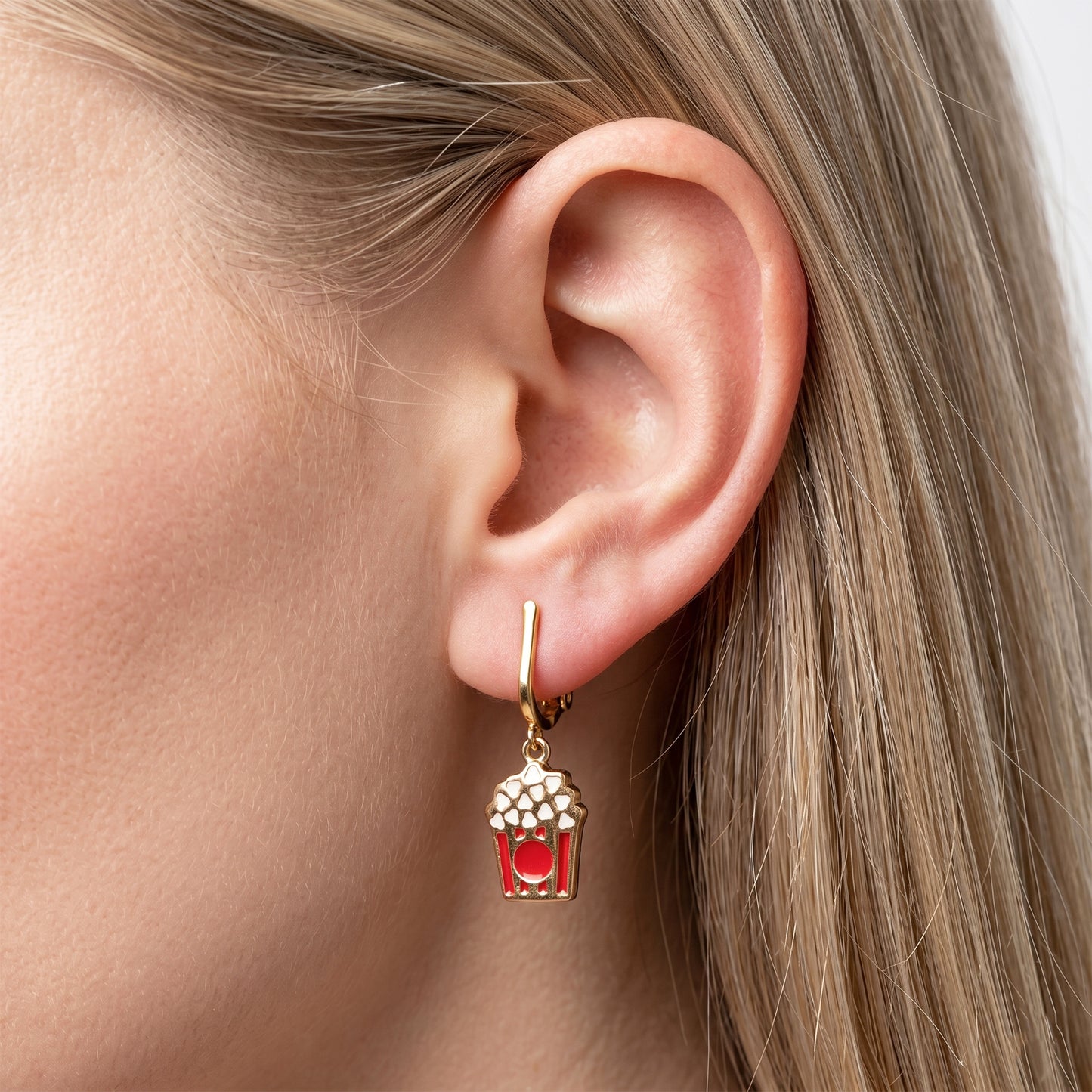 Popcorn Gold Clip On Dangling Earrings