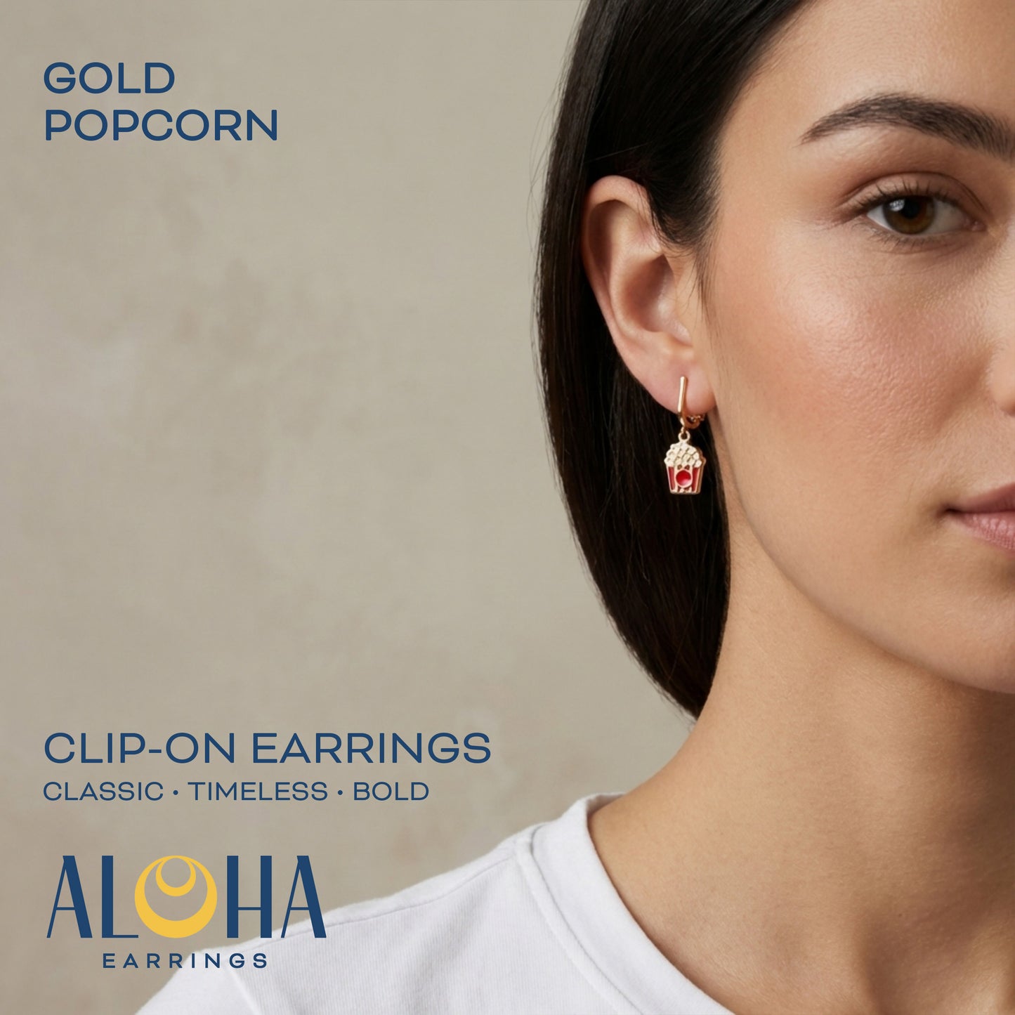 Popcorn Gold Clip On Dangling Earrings