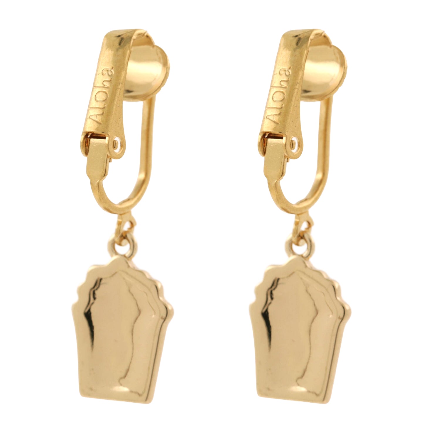 Popcorn Gold Clip On Dangling Earrings
