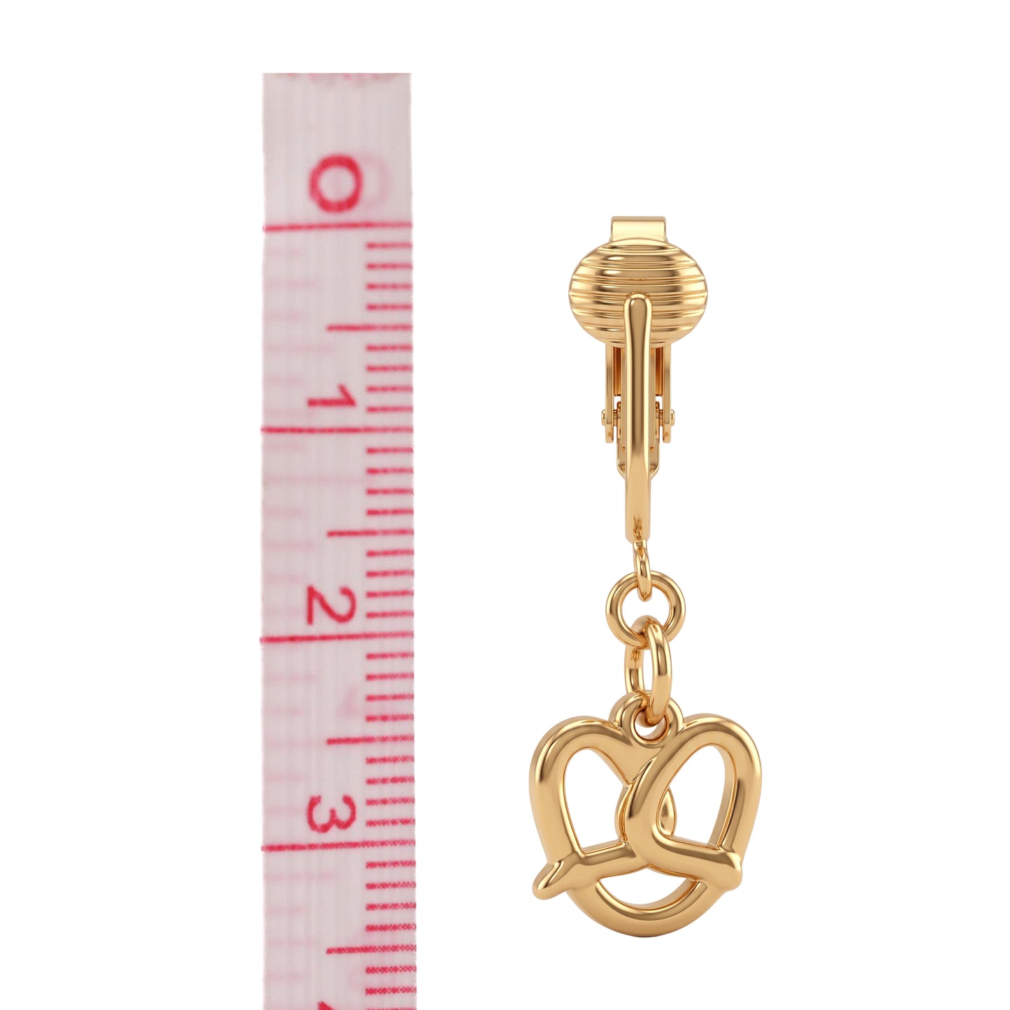 Pretzels Gold Clip On Dangling Earrings