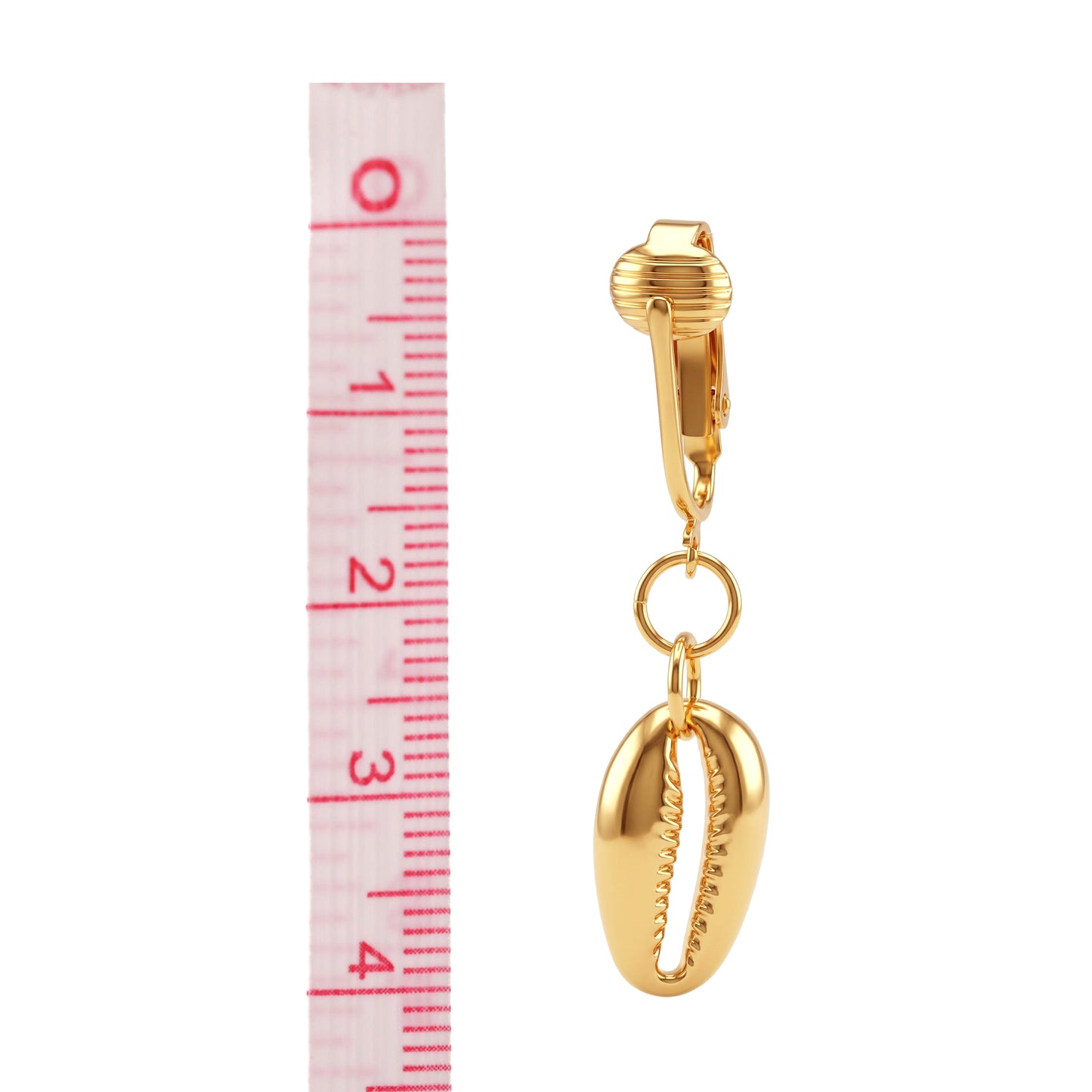 Gold Puka Shells Clip On Dangling Earrings