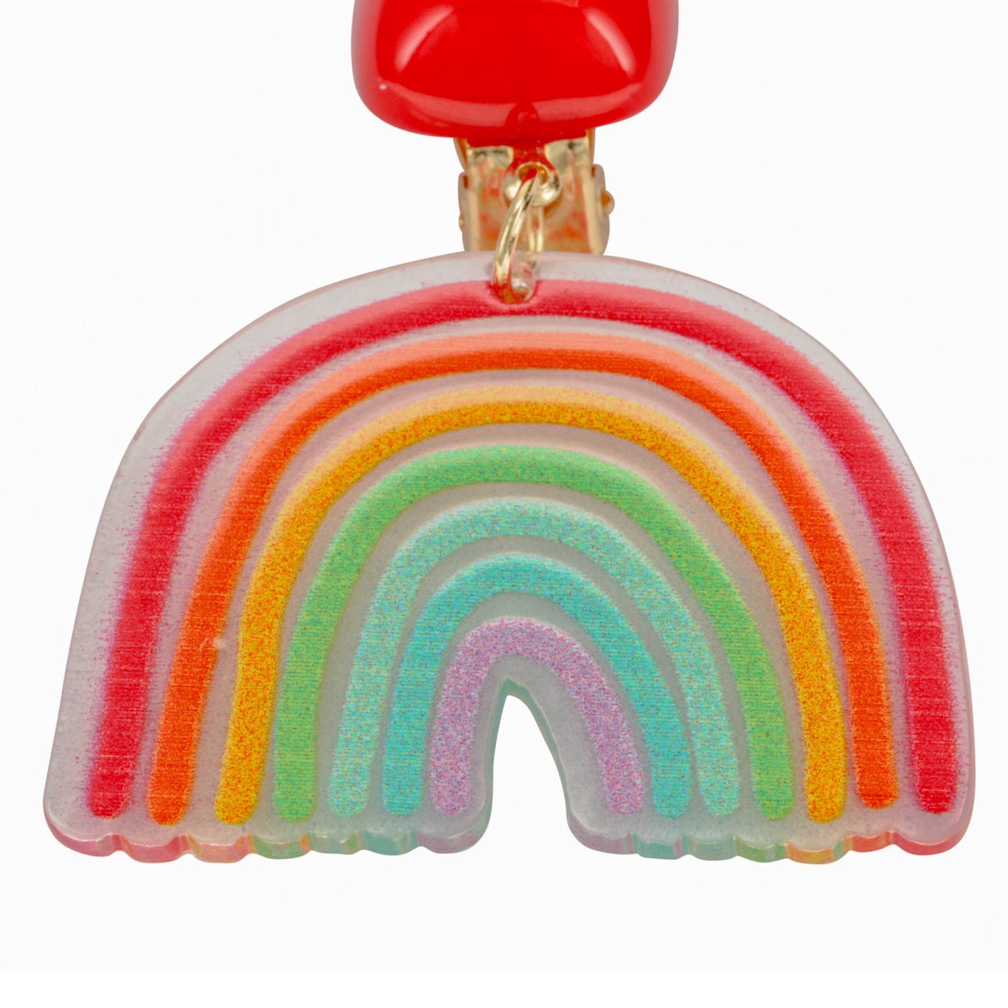 Rainbow Clip On Dangling Earrings